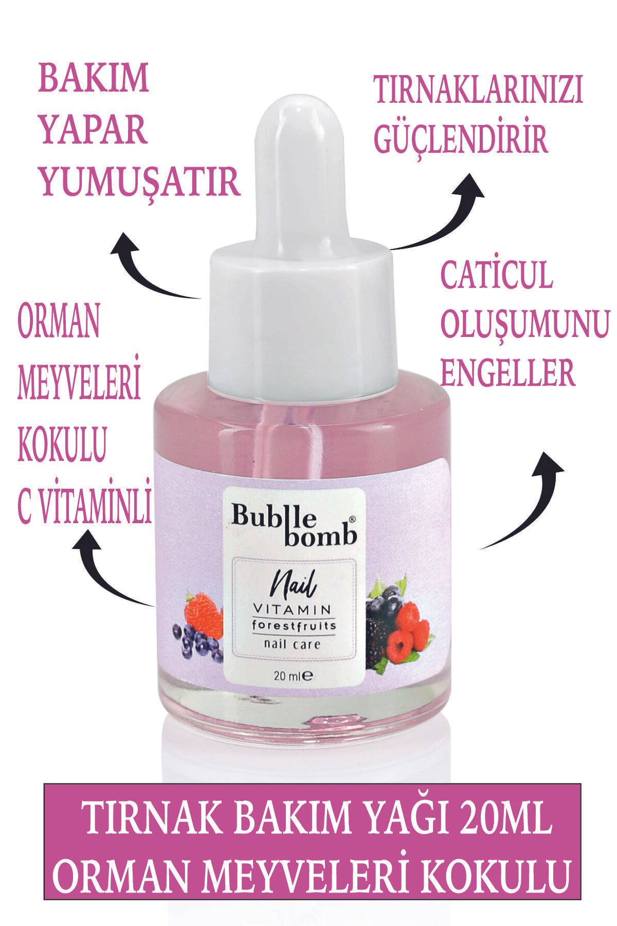 BUBBLEBOMB Tırnak Bakım Yağı 20ml Forestfruıts Orman Meyvesi