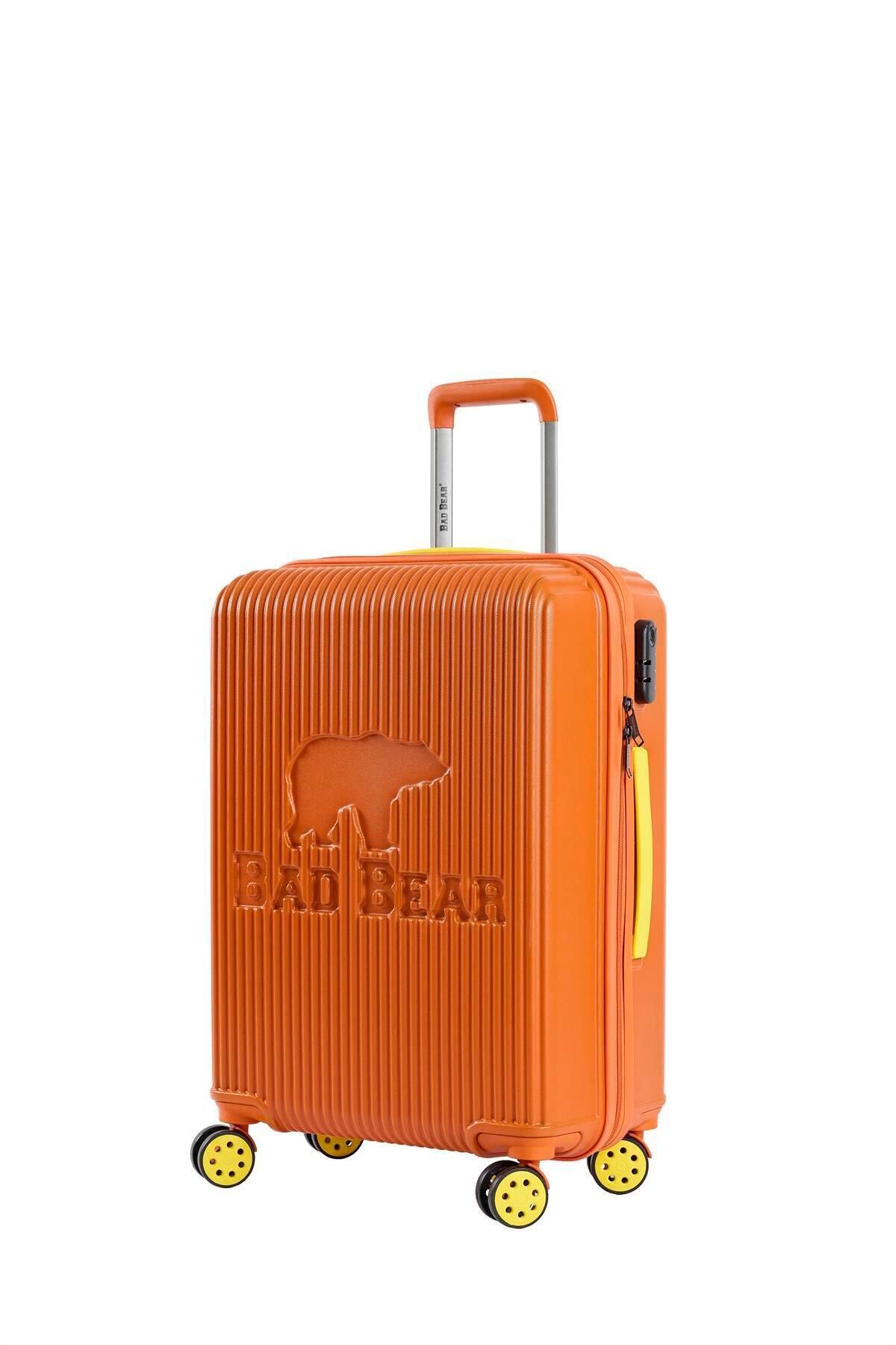 Bad Bear Logo Turuncu Orta Boy Tekerlekli Abs Valiz 64 Lt.
