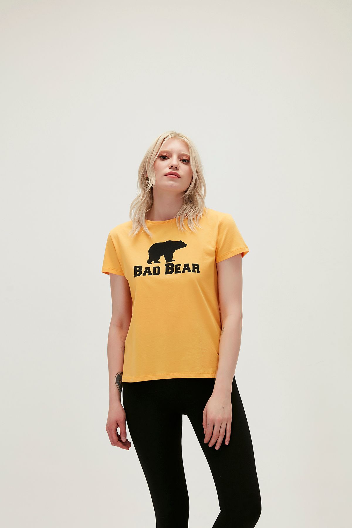 Bad Bear Logo Tee T-shirt Hardal Baskılı Kadın Tişört