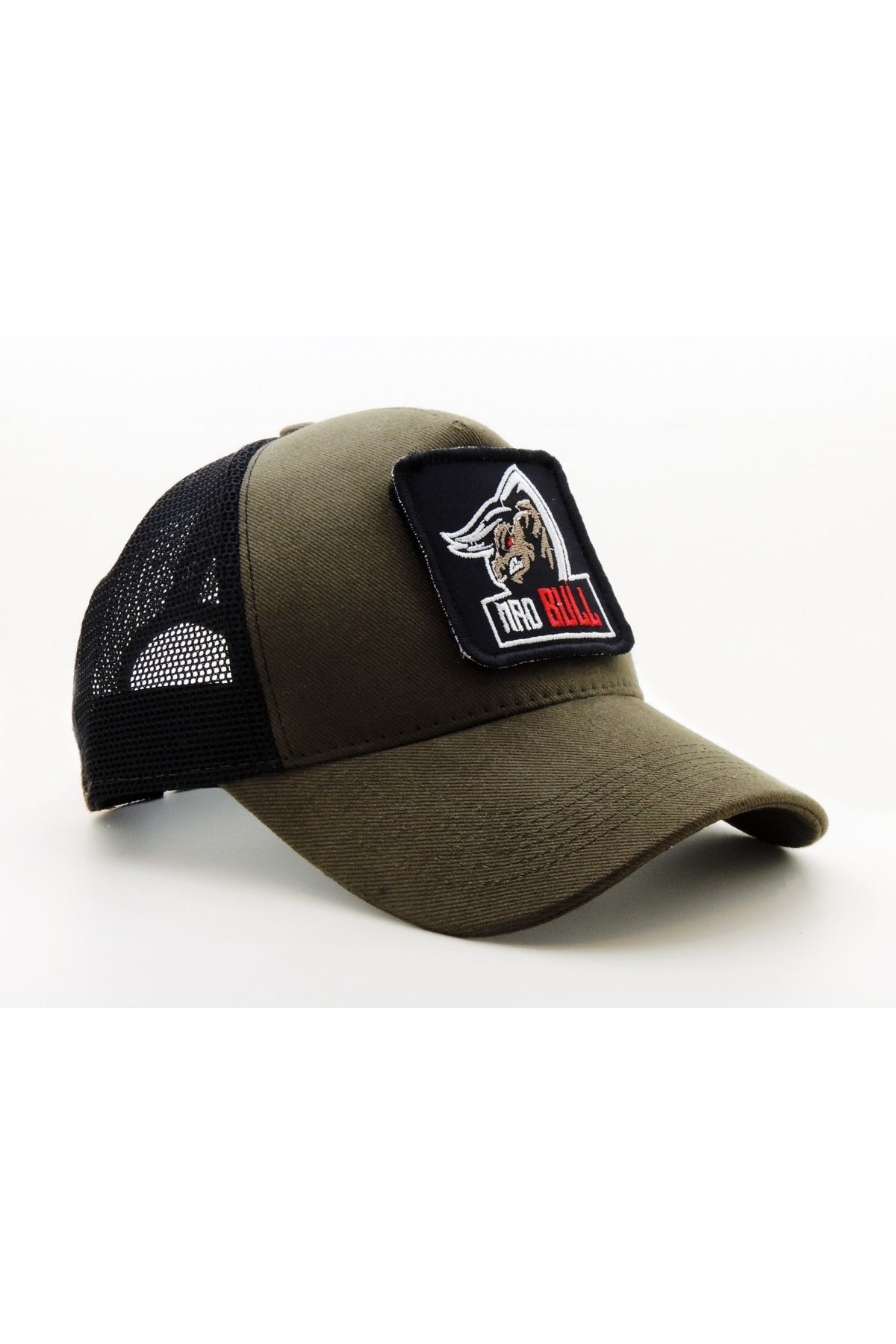 CityGoat Trucker (NAKIŞ) MAD BULL Logolu Unisex Haki-Siyah Şapka (CAP)
