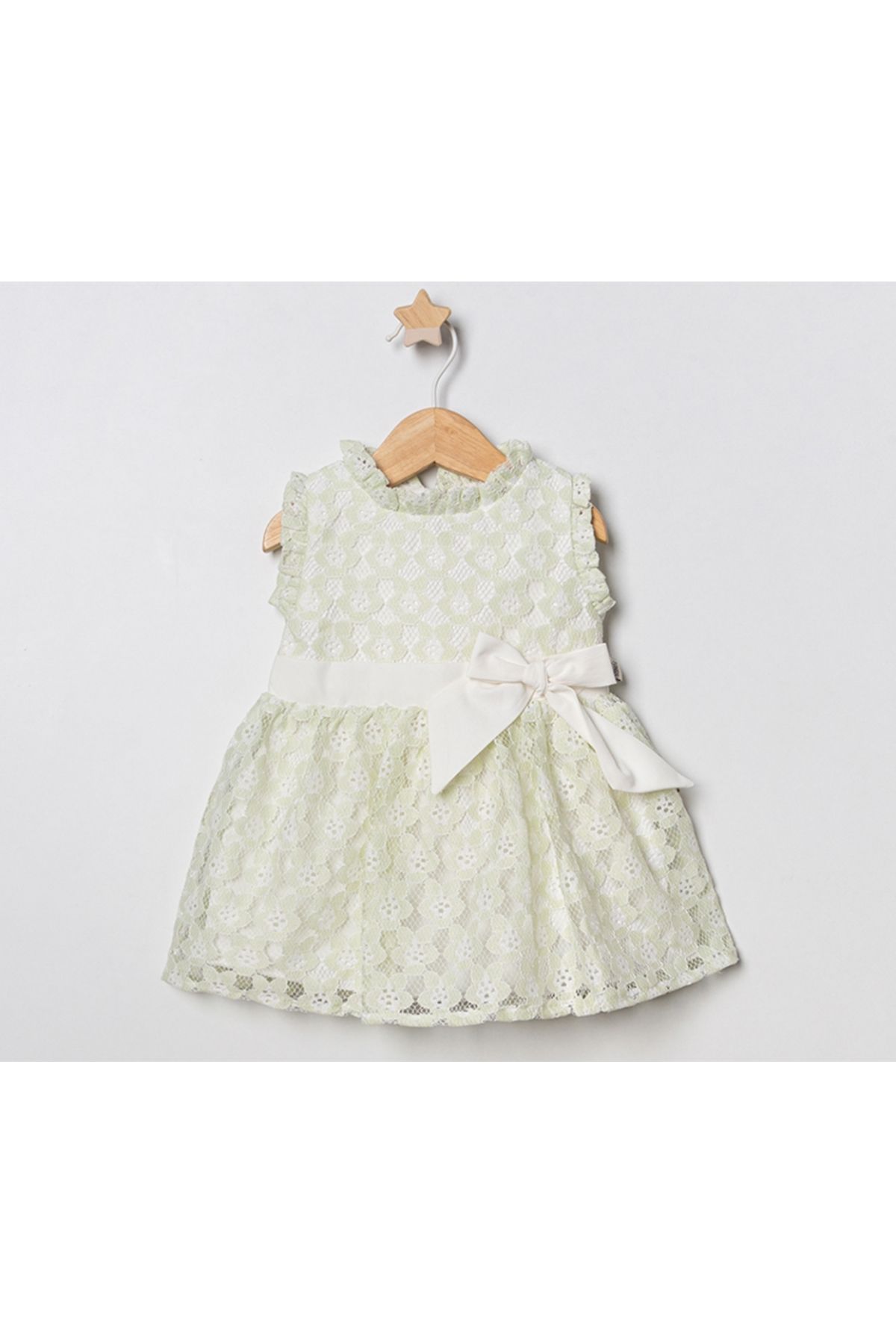 DIDuStore Kız Bebekler İçin Dantel Süslemeli Fiyonk Detaylı Elbise