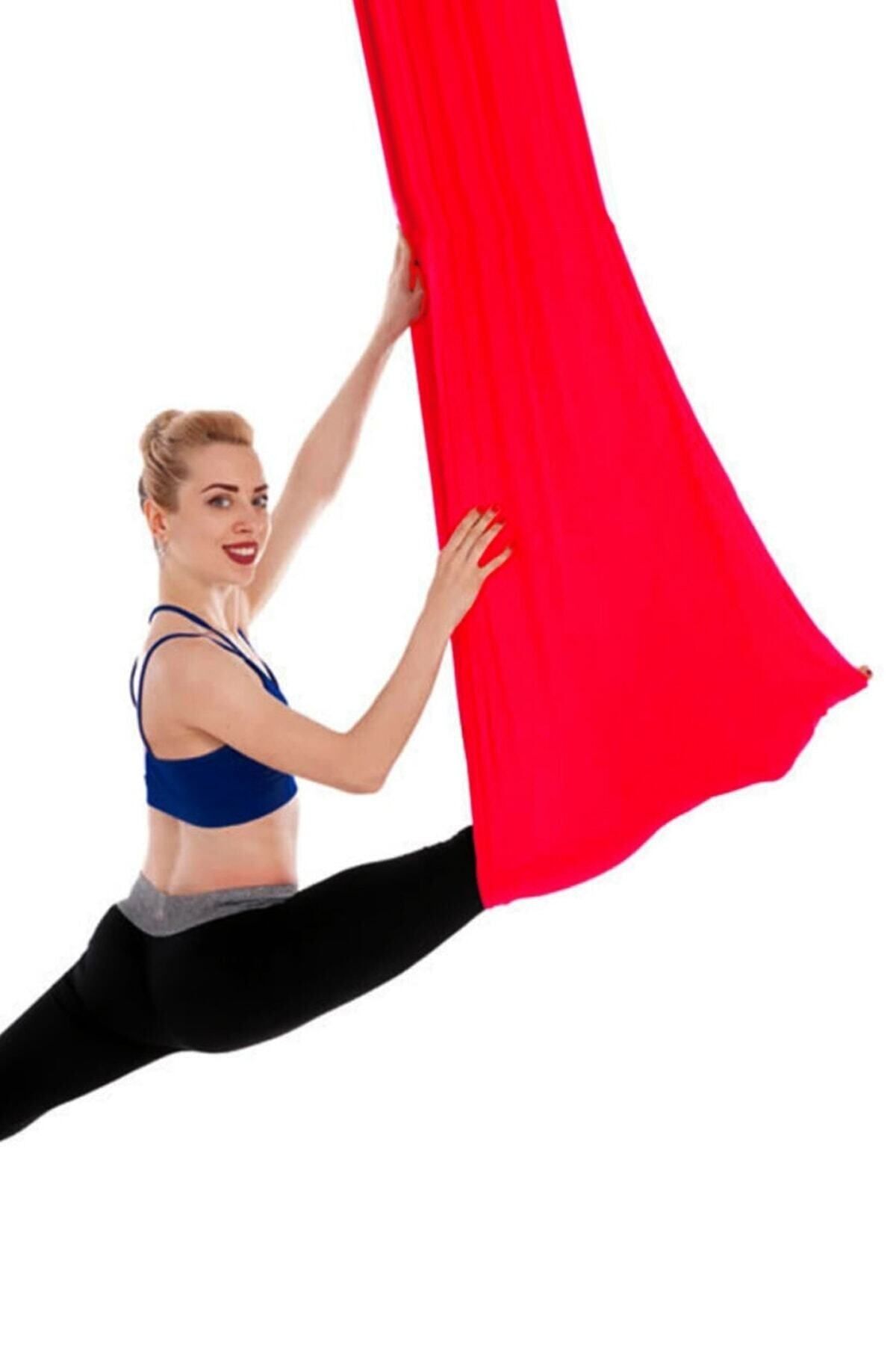 Bundeba Yoga Fly Hamağı Kırmızı Tavana Askılı Yer Çekimsiz Fitness Pilates Hava Akrobasi Egzersiz Aleti