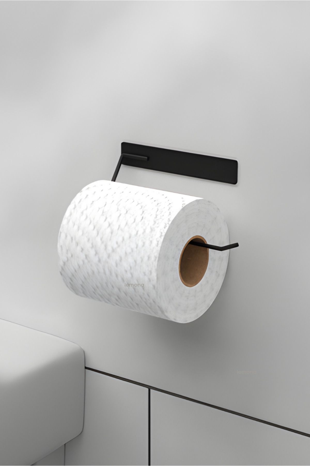 Lemona Metal Mat Siyah Wc Kağıtlık Tuvalet Kağıtlığı Tuvalet Kağıdı Askısı Yapışkanlı Tasarım