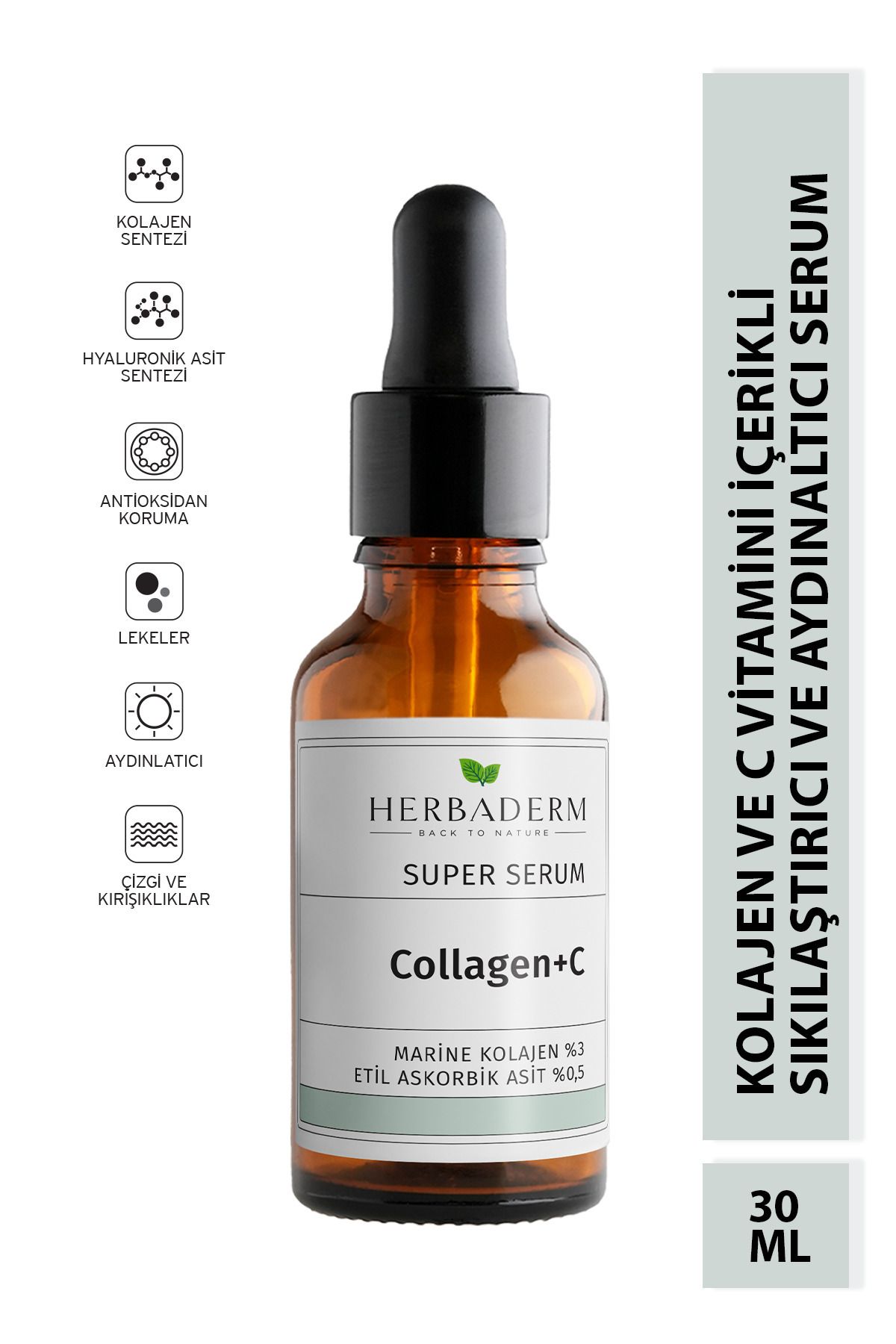 Herbaderm Süper Serum (collagen+ C Marine Kolajen %3+ 3-o-etil Askorbik Asit % 0,5)