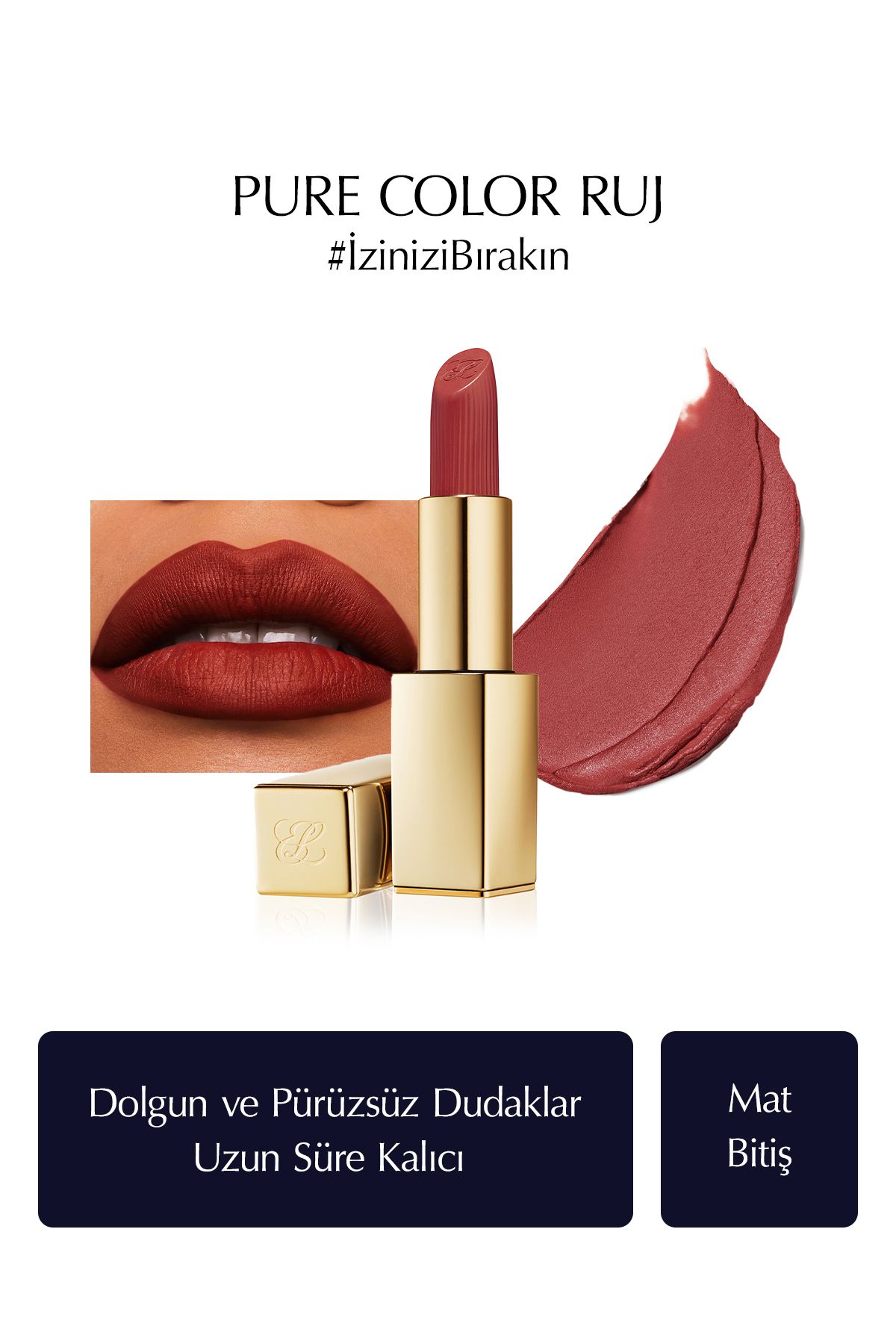 Estee Lauder Mat Bitişli Ruj - Pure Color Matte Lipstick - 3.5gr - Renk: 557 Fragile Ego