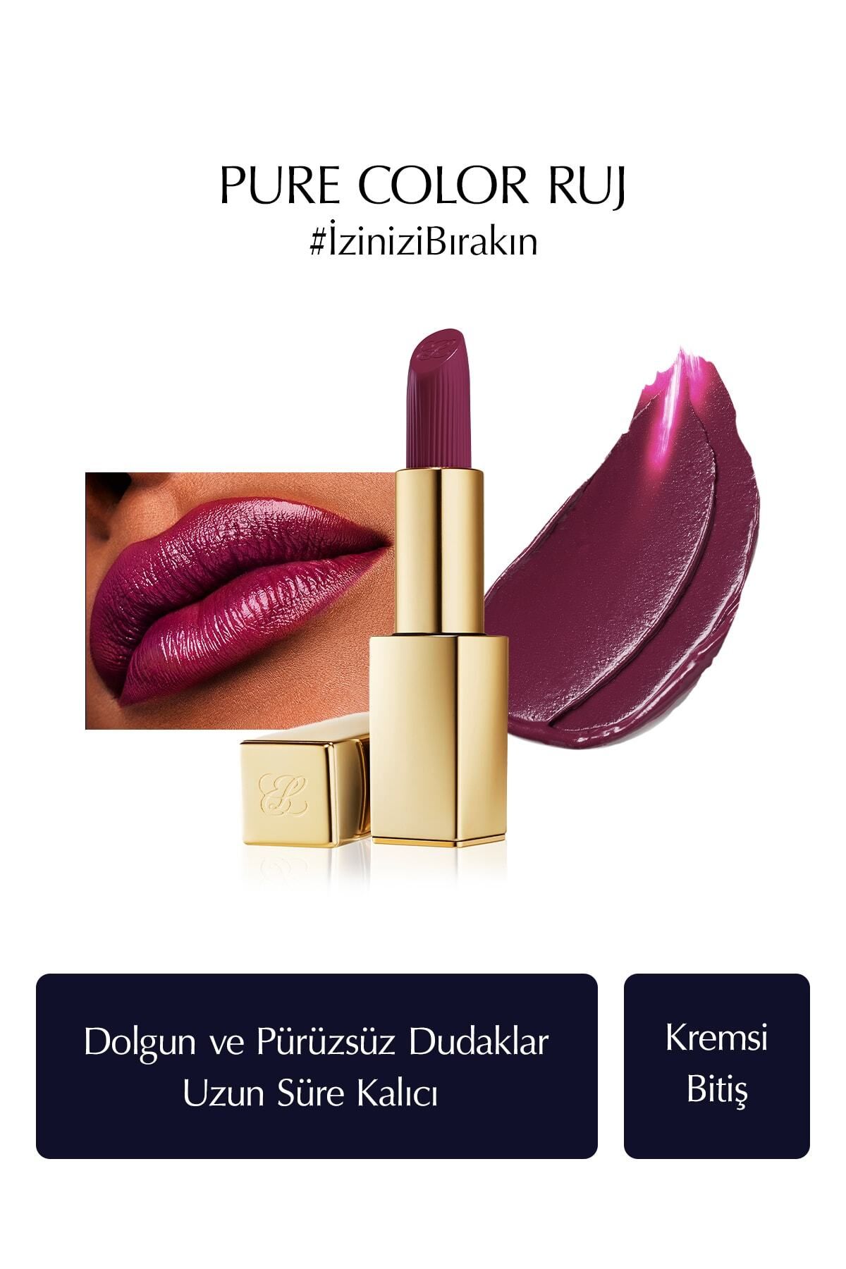 Estee Lauder Kremsi Ruj - Pure Color Creme Lipstick Kremsi, Saten Bitiş -  3.5gr - Renk: 450 Insolent Plum