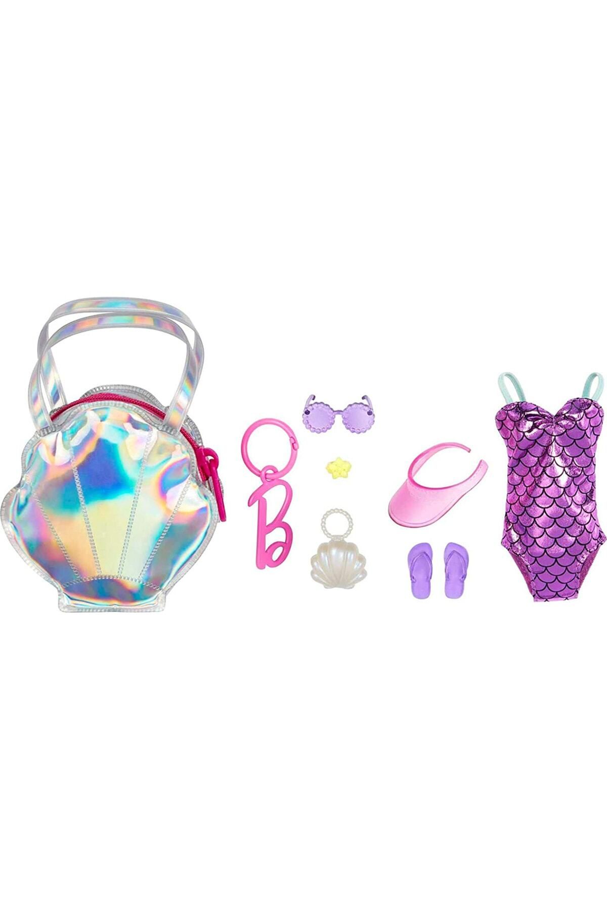Cici Oyuncak Deluxe Clip-On Beach Bag with Swimsuit and Five Themed Accessories Barbie Aksesuar