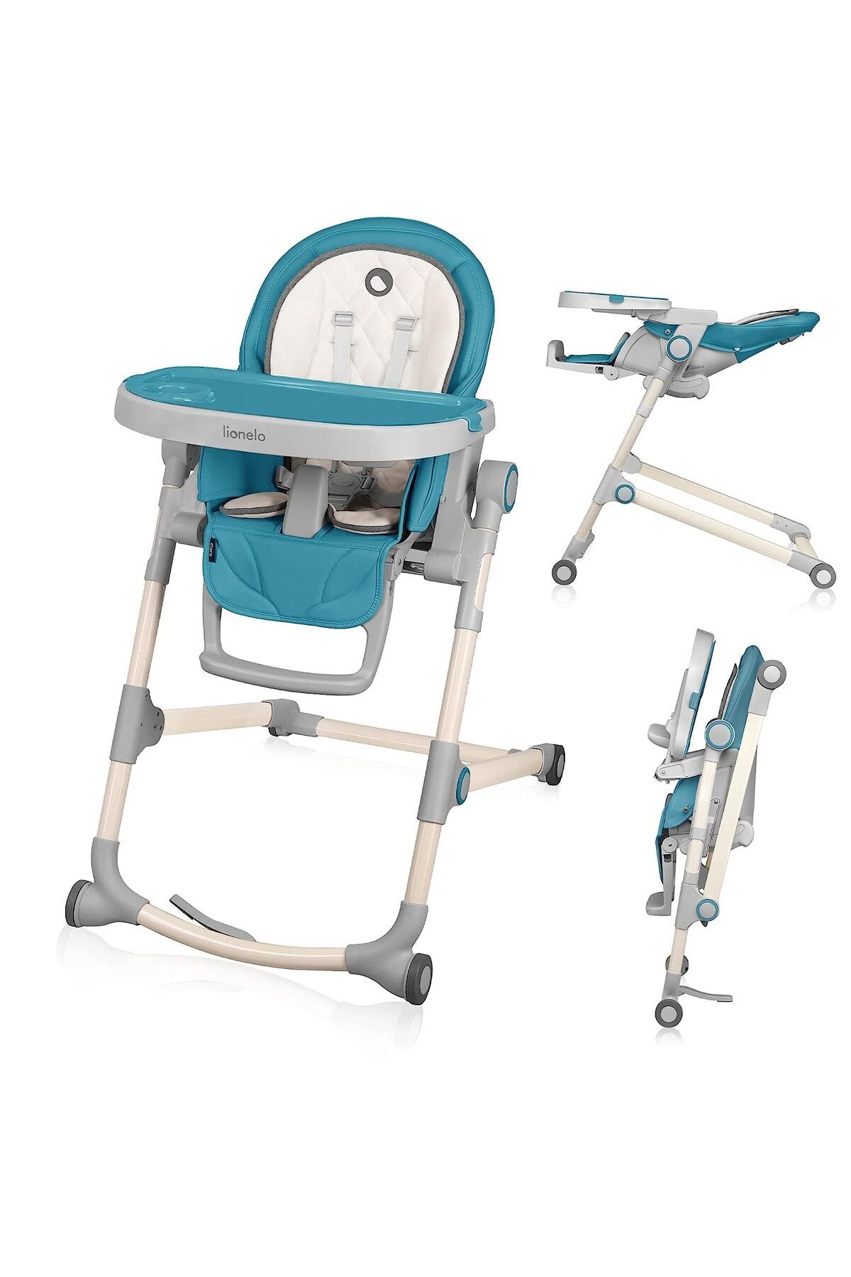 Lİonelo Unisex Cora Mama Sandalyesi, Ayarlanabilir Çıkarılabilir Tepsi, Kaymaz, 5 Noktalı Emniyet Kemeri
