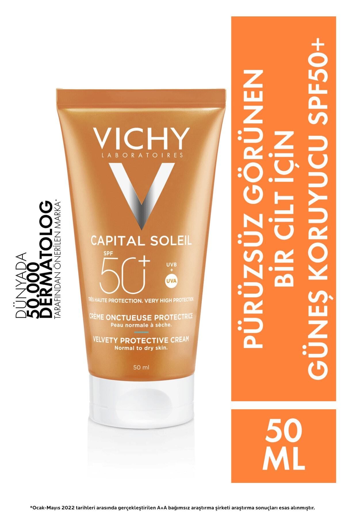 Vichy Capital Soleil Velvety Cream Çok Yüksek Korumalı Yüz Güneş Kremi Spf 50 , 50 ml