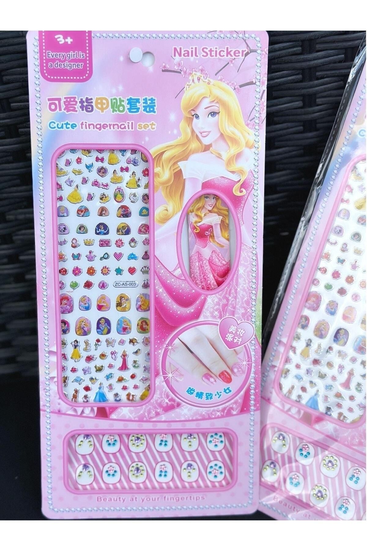 Rapunzel Disney prensesler ariel rapunzel bella uyuyan güzel çocuk tırnağı taşlı takma sticker törpü seti