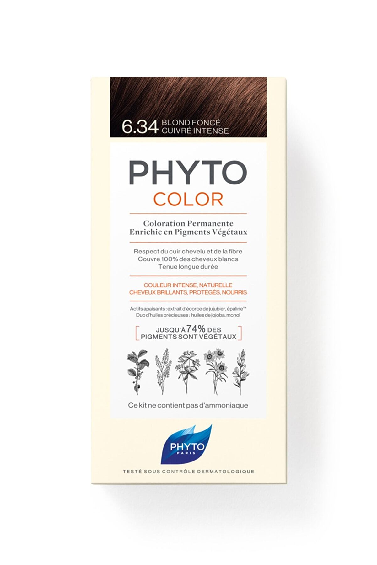 Phyto Phytocolor 6.34 Koyu Kumral Dore Bakır Amonyaksız Kalıcı Bitkisel Saç Boyası