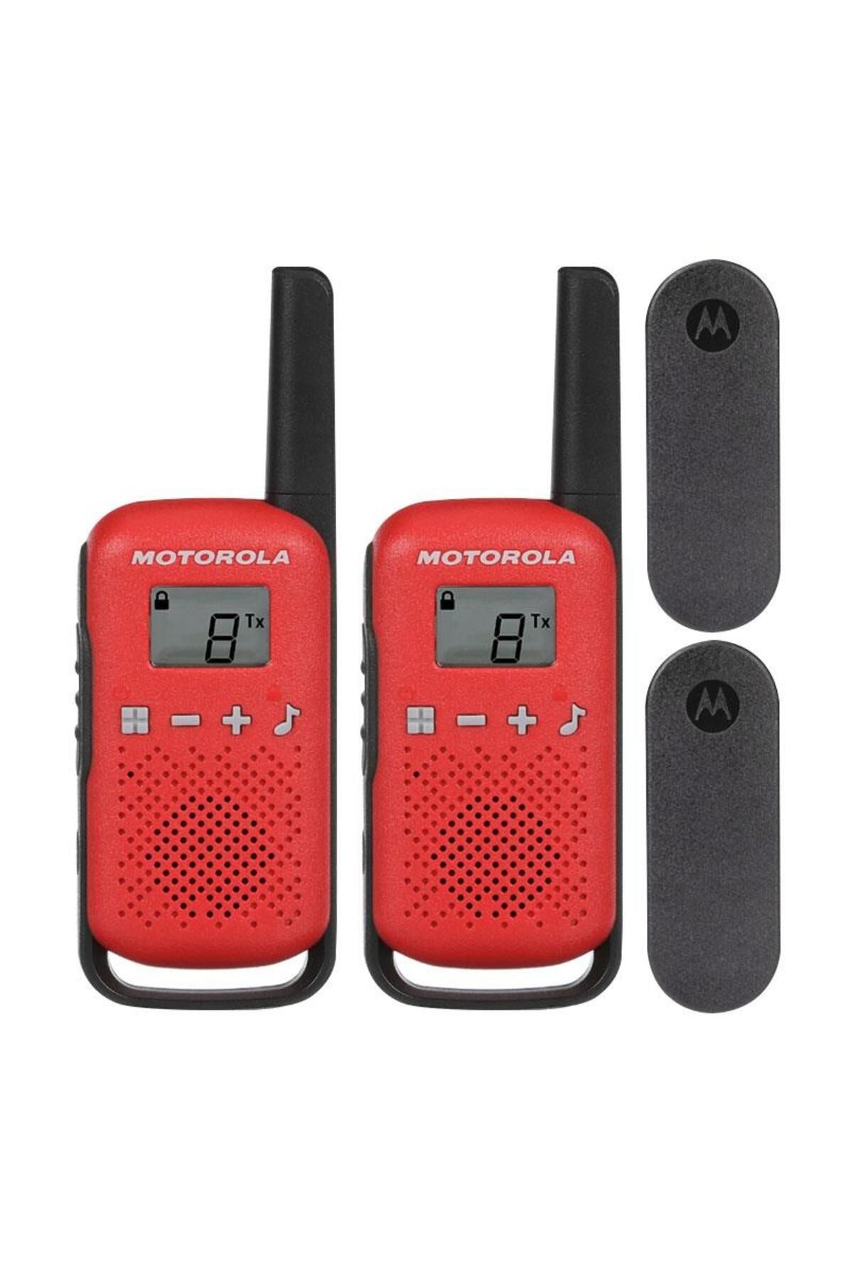 Motorola Dexter Tlkr-t42 Kırmızı Pmr El Telsizi 2li Paket (4 Km)(3 Adet Ince Pil)