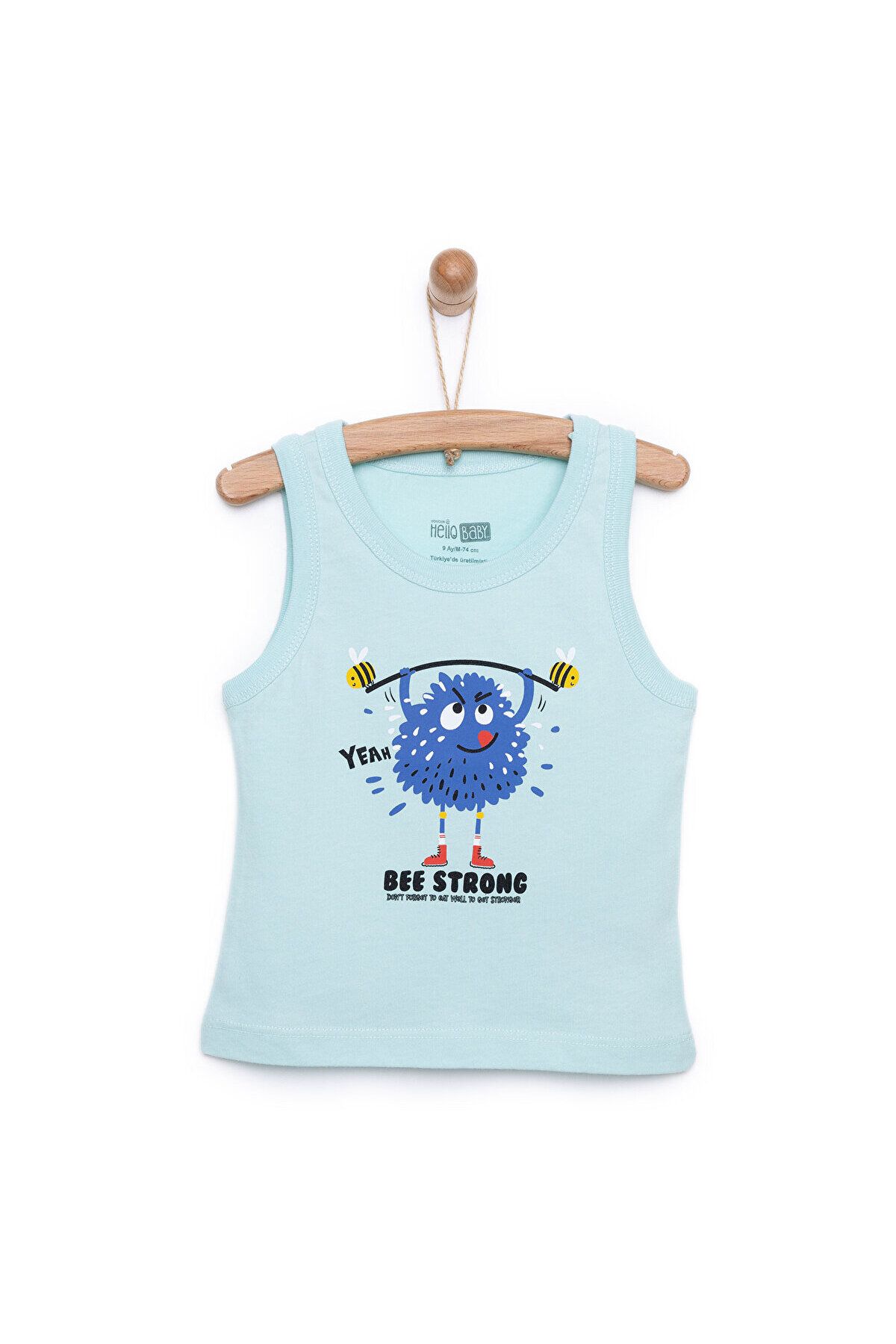 ebebek Hello Baby HelloBaby Basic Canavar Baskılı Atlet Tshirt Erkek Bebek