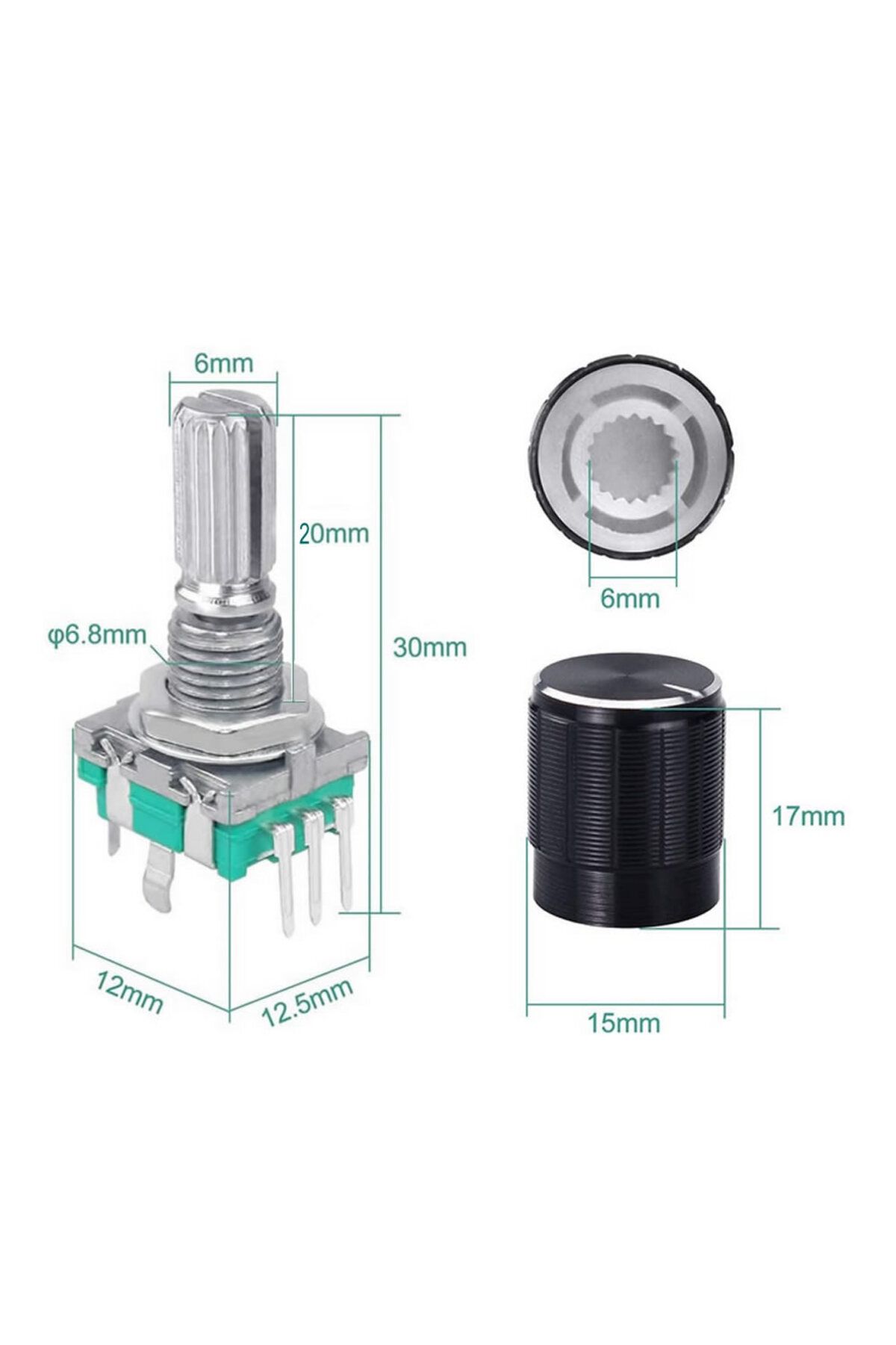 ROBİZ Ec11 Rotary Encoder Butonlu 20 Adım Pot Başlıklı Pwm 360 Derece Döner Butonlu Dijital