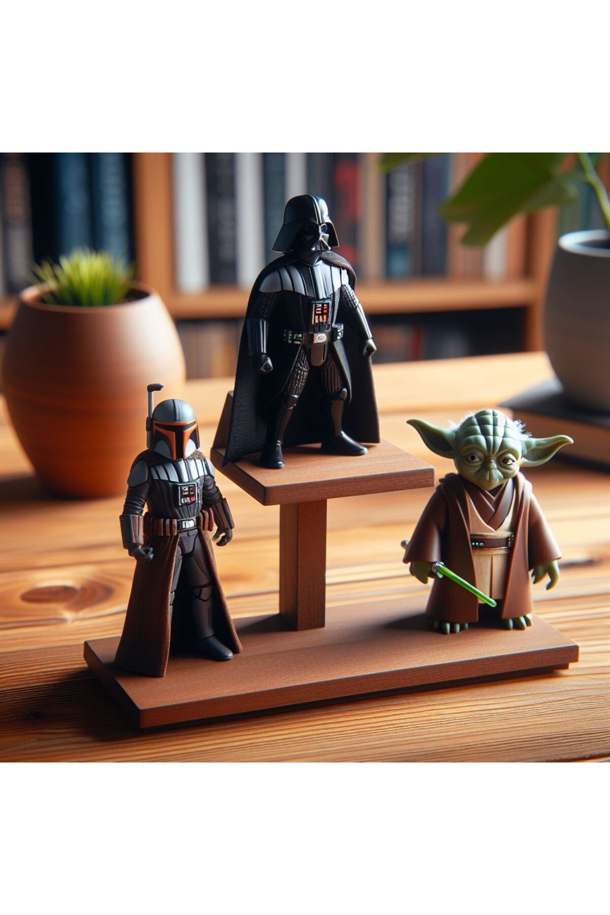 MDİZMİR Figür Ahşap Figür Rafı Star Wars Darth Vader , Yoda , Mandalorian , Grogu Figür Rafı Standı