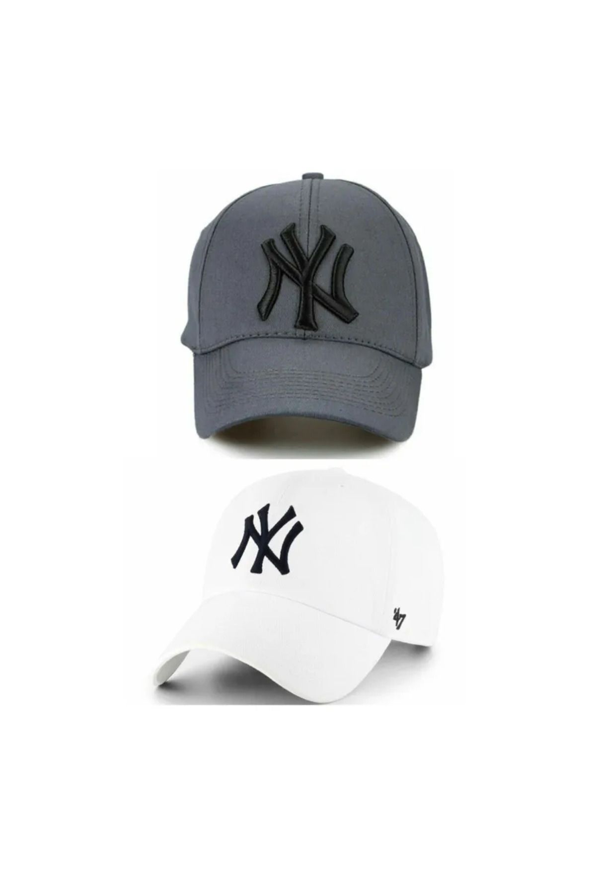 w white stars sports & wear Spor Ny Şapka Unisex 2'li Takım Arkası Cırtlı Ayarlanabilir ny şapkalar takımlı