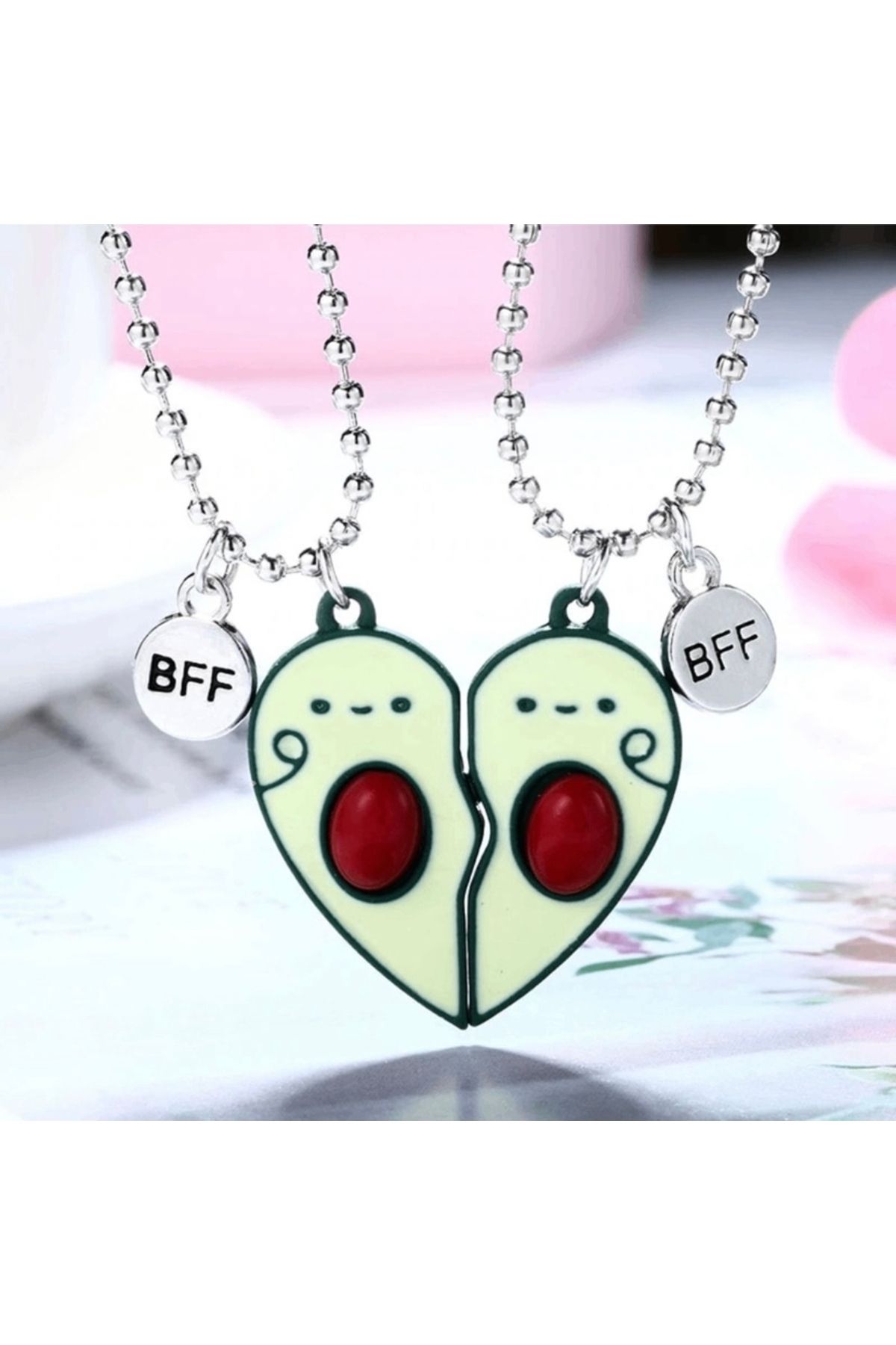 SweetACCESSORIES Mıknatıslı Sevimli Avokado 2’li Bff Arkadaşlık Kolyesi