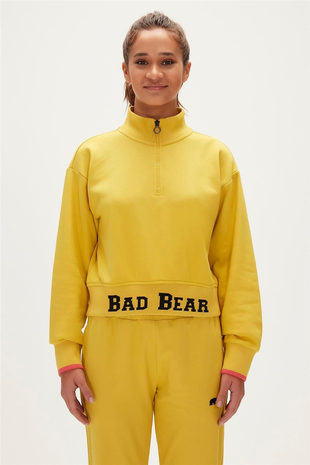 Bad Bear Zoe Half-Zip Cider Sarı Yarım Fermuarlı Kadın Sweatshirt