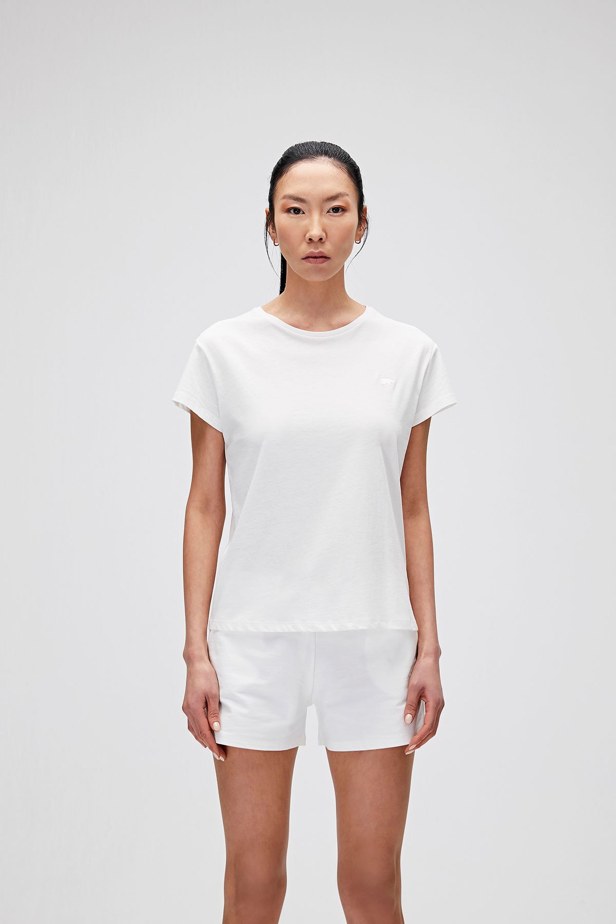 Bad Bear Violet O-neck T-shirt Off-white Beyaz Basic Kadın Tişört