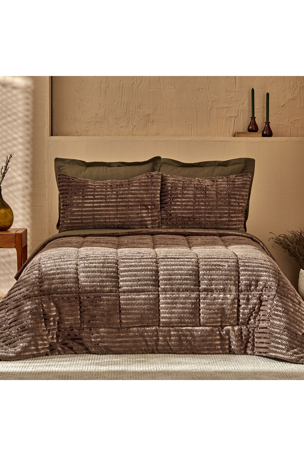 Karaca Home Monroe Çift Kişilik Pure Style Comfort Set Haki