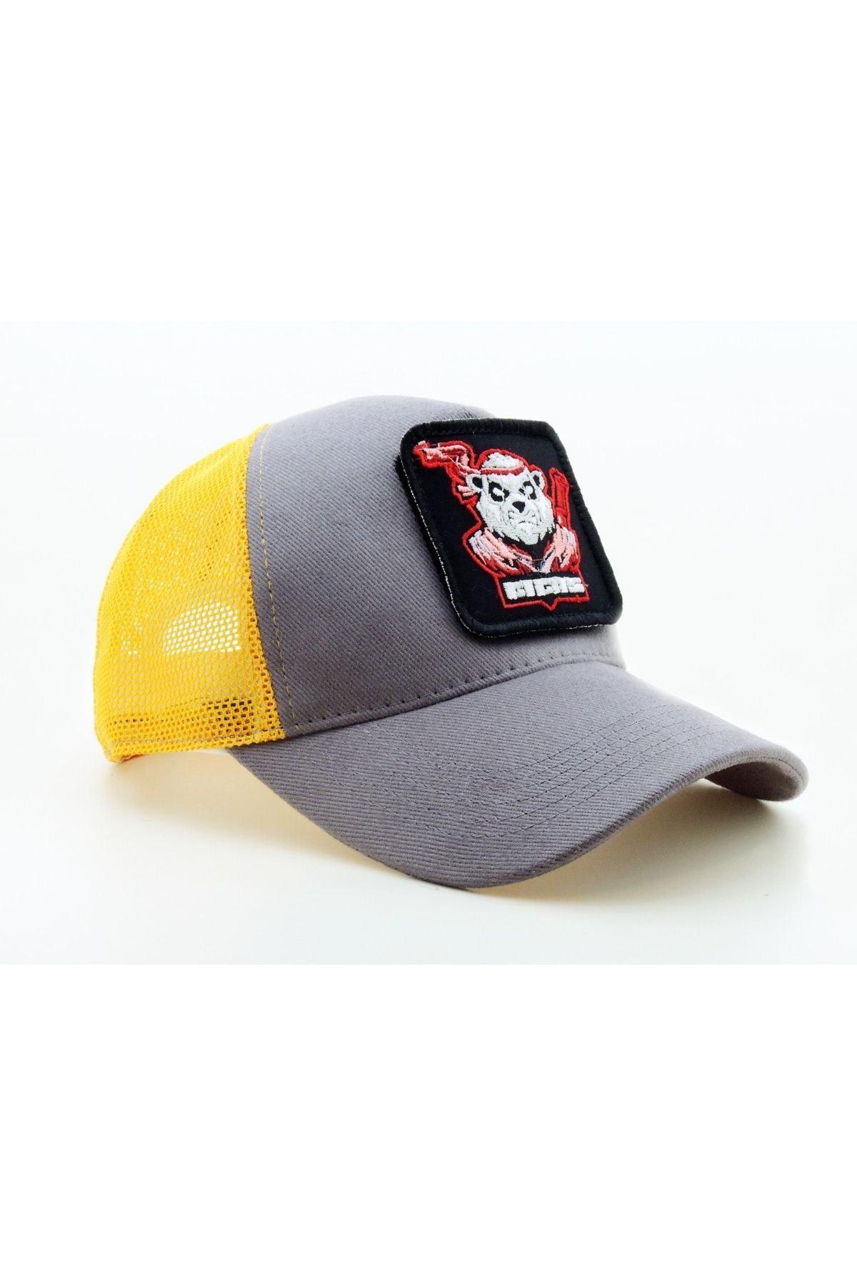 CityGoat Trucker (NAKIŞ) Panda Titas Logolu Unisex Gri-Sarı Şapka (CAP)