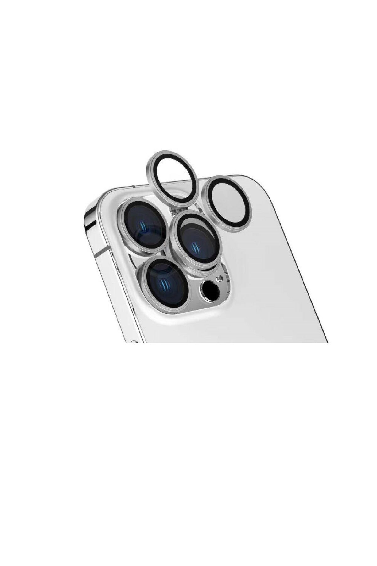 HTstore Iphone 15 Pro Uyumlu Zore Parmak Izi Bırakmayan Kamera Lens Koruyucu - Naturel Titanyum