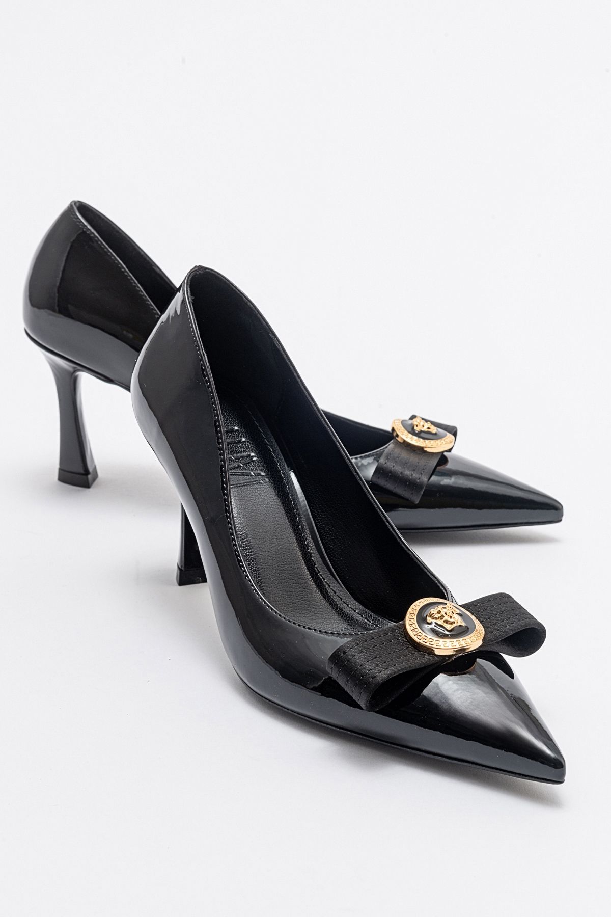 luvishoes LİVENZA Siyah Rugan Kadın Topuklu Ayakkabı