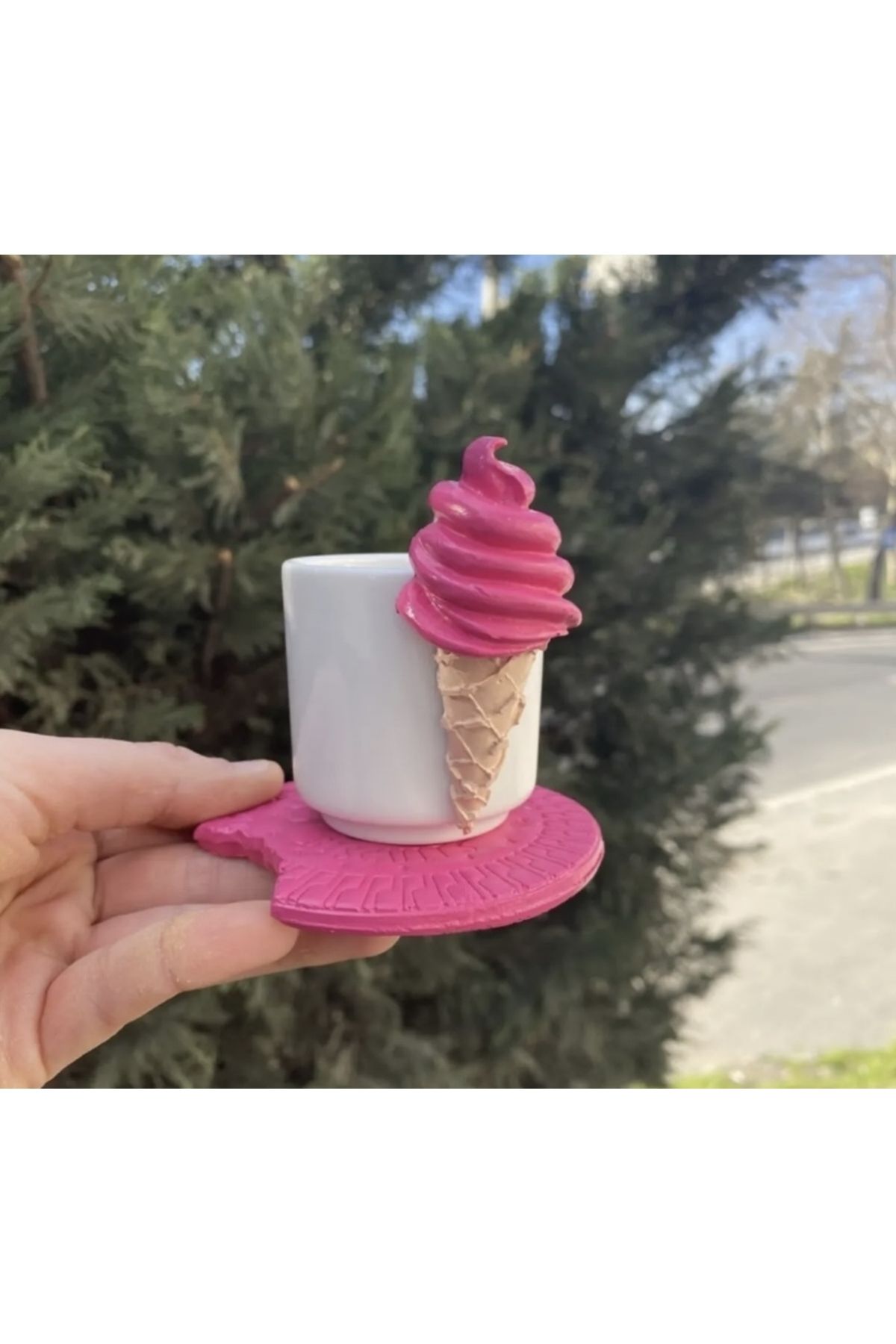 Shopiva Kremalı Dondurma Dekorlu Kahve Fincanı