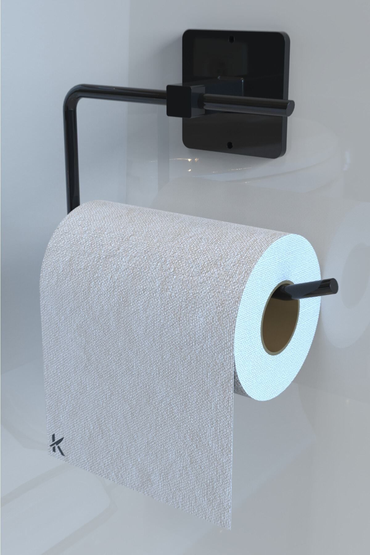 KARTEYA Yapışkanlı Siyah Tuvalet Kağıdı Tutacağı/tuvalet Wc Kağıtlık
