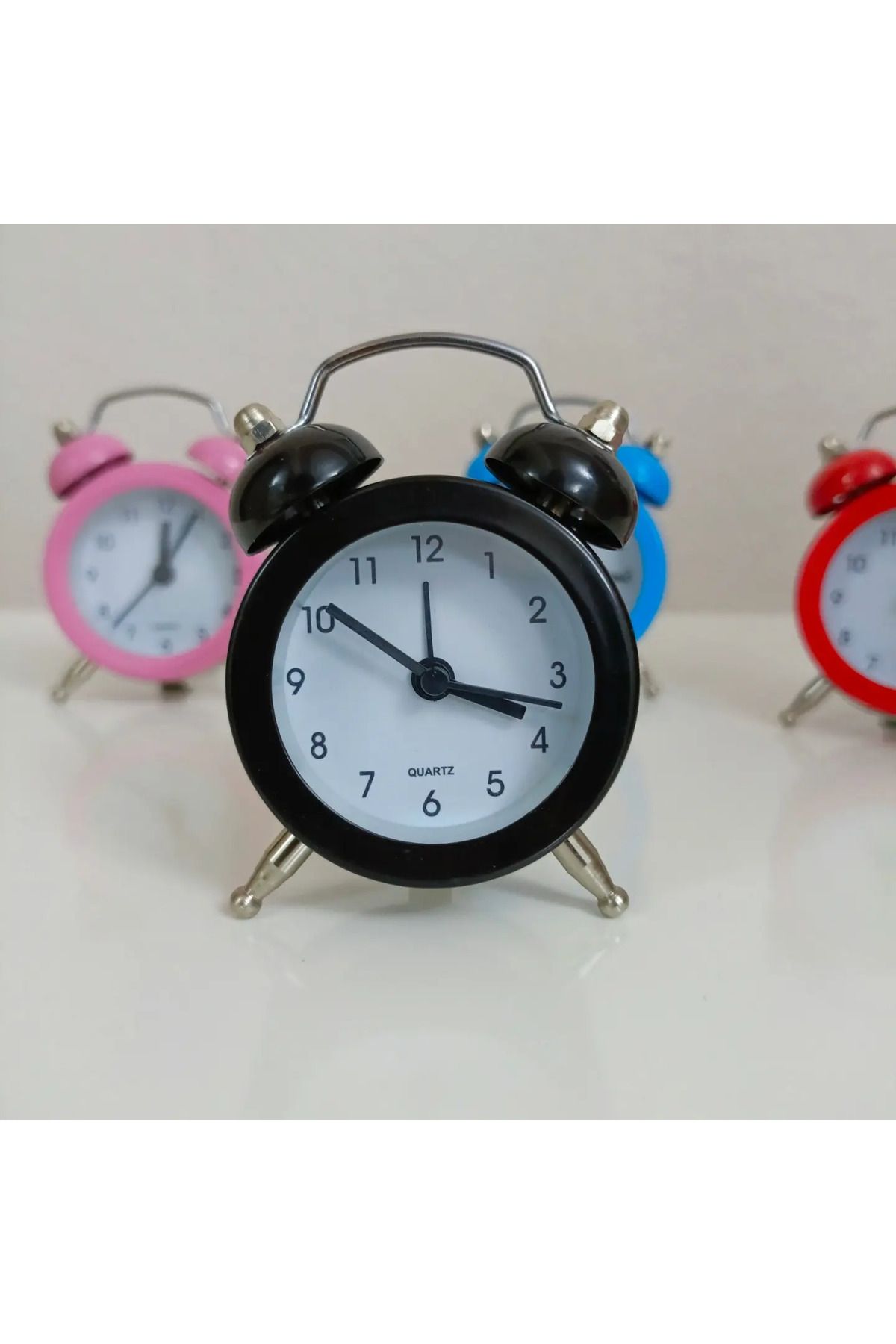 Mirdiya Siyah Renk Mini Masaüstü Analog Dekoratif Çalar Saat Masa Saati