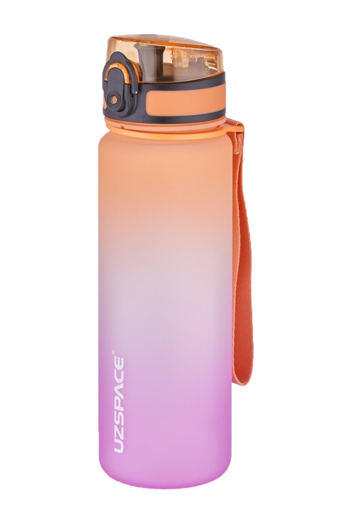 Uzspace 500ml Turuncu-mor Çift Renk Motivasyon Matarası Softtouch Ff Collection Tritan Su Matarası