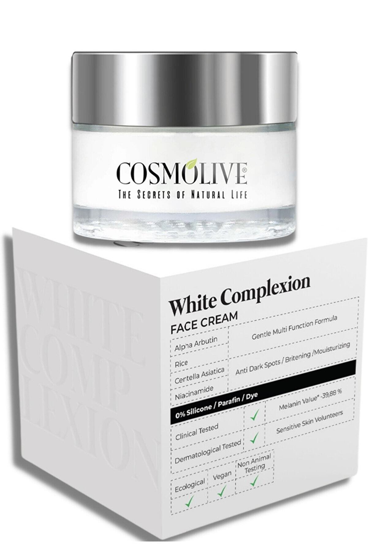 Cosmolive Cilt Beyazlatıcı Leke Karşıtı Nemlendirici Yüz Ve Vücut Kremi Cam Kavanozlu Premium Doğal Tasarım