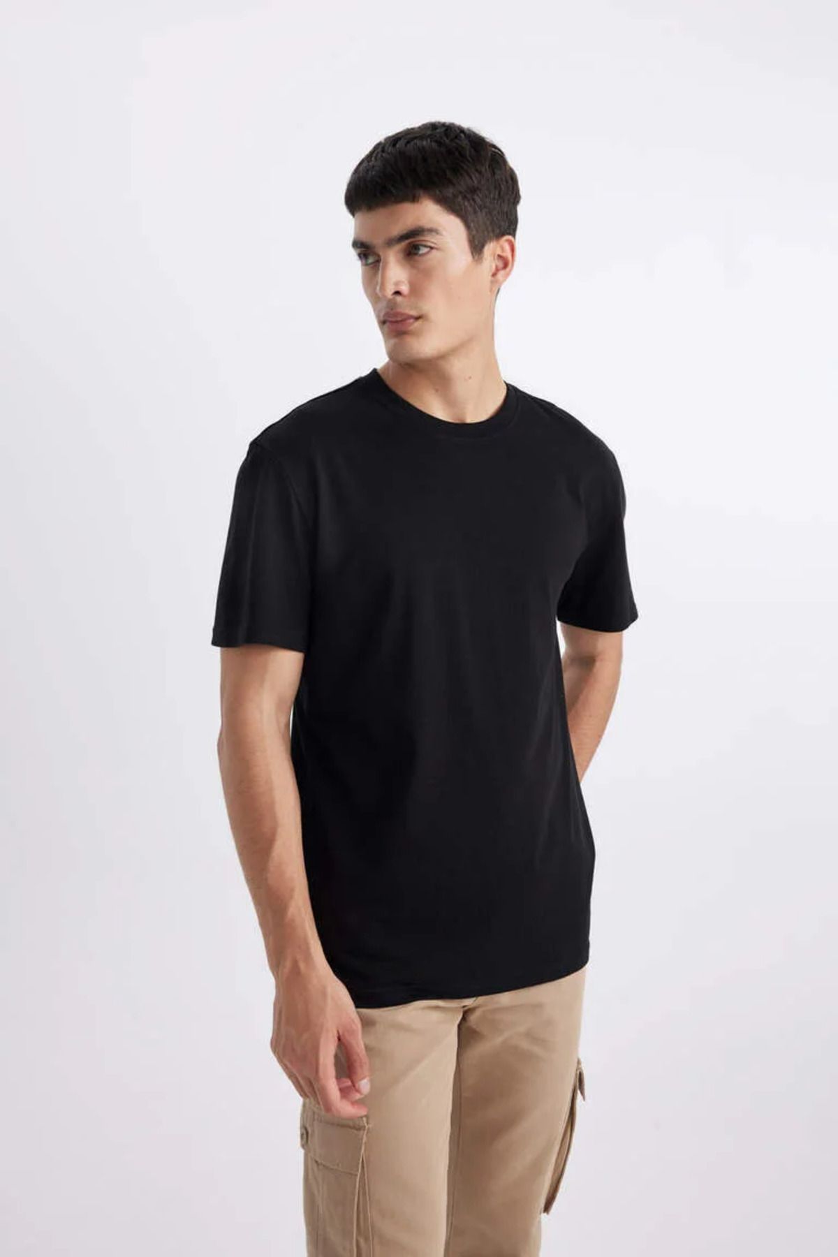 Defacto V7699AZ/BK81 Defacto Erkek T-shirt BLACK