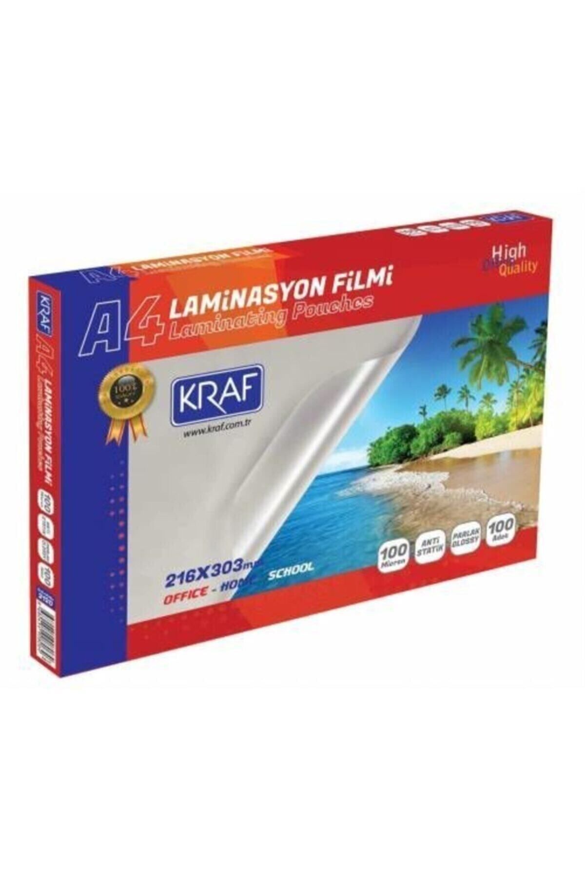 KRAF A4 Laminasyon Filmi - Parlak A4 100 Mikron 100'lü
