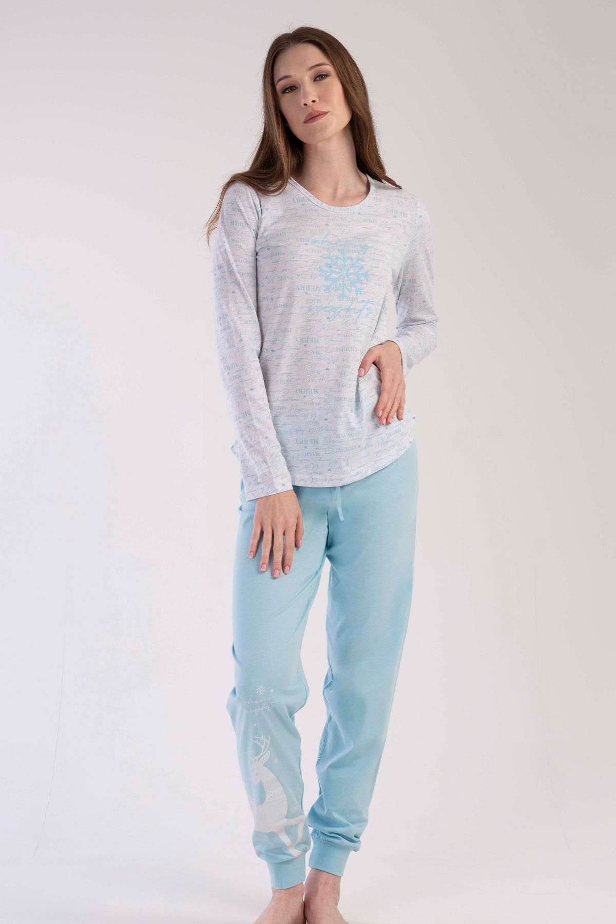Vienetta Vienetta Beyaz Kadın Uzun Kollu Pijama Takımı