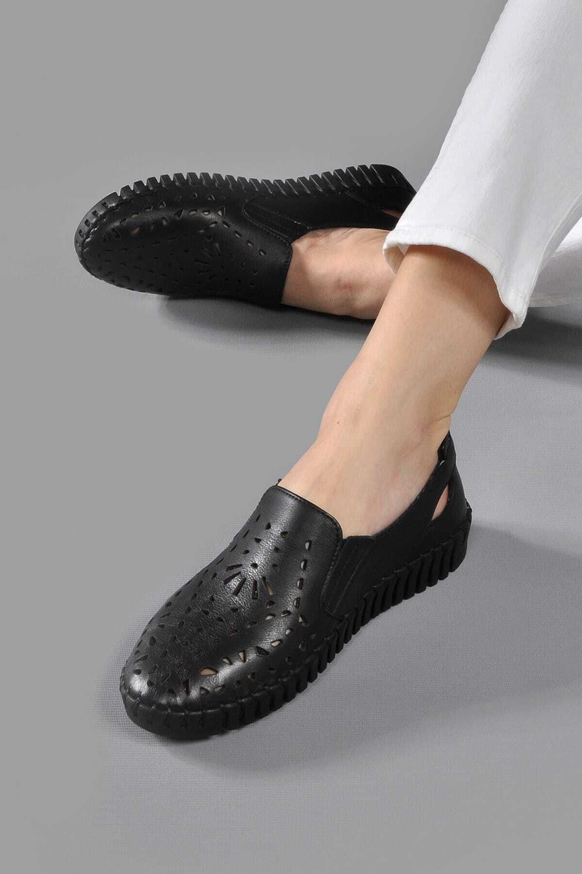 Vizon Ayakkabı Hakiki Deri Siyah Kadın Ayakkabı 148190