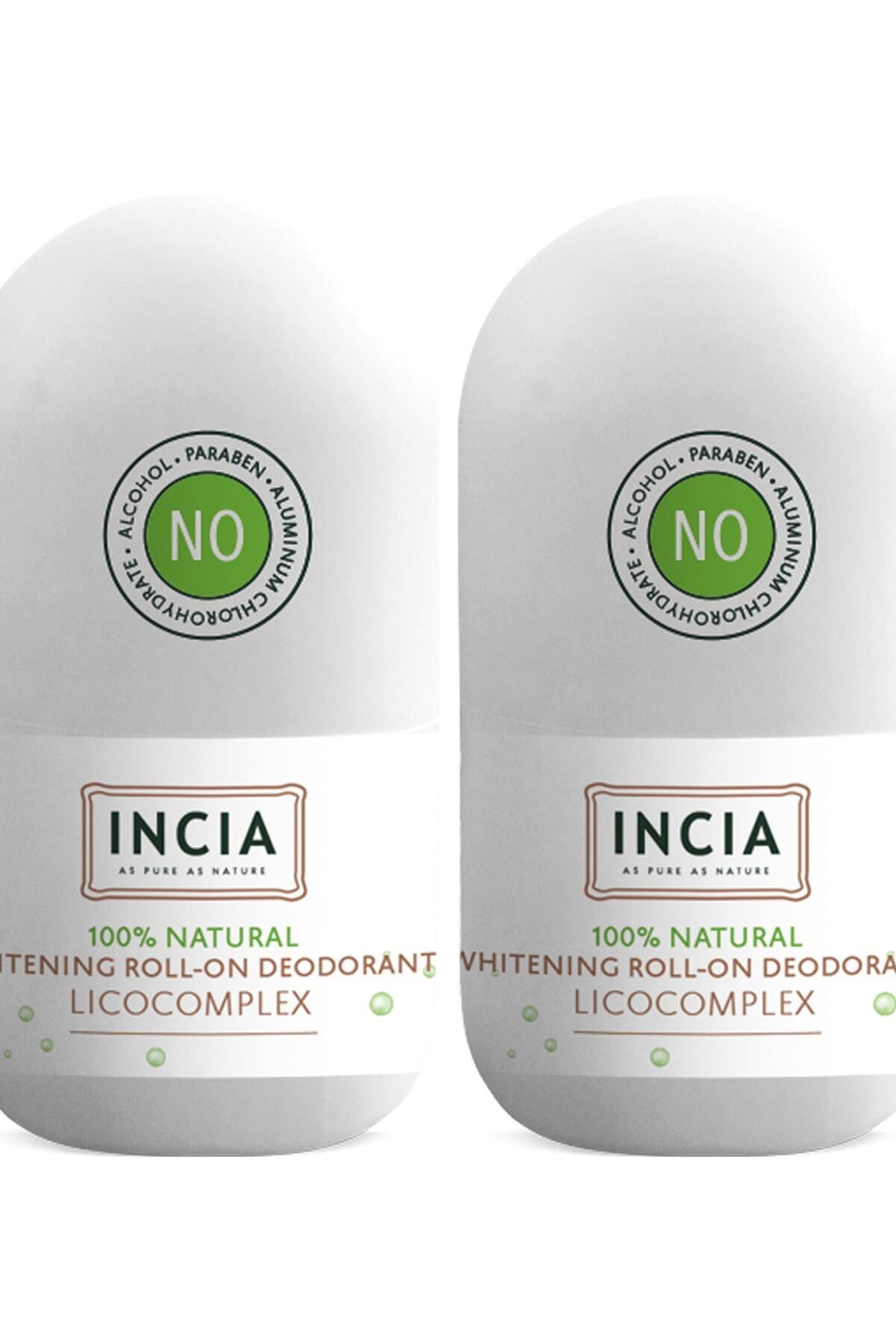 INCIA %100 Doğal Roll On Deodorant Beyazlatıcı Ter Kokusu Önleyici Lekesiz 50 ml X 2 Adet