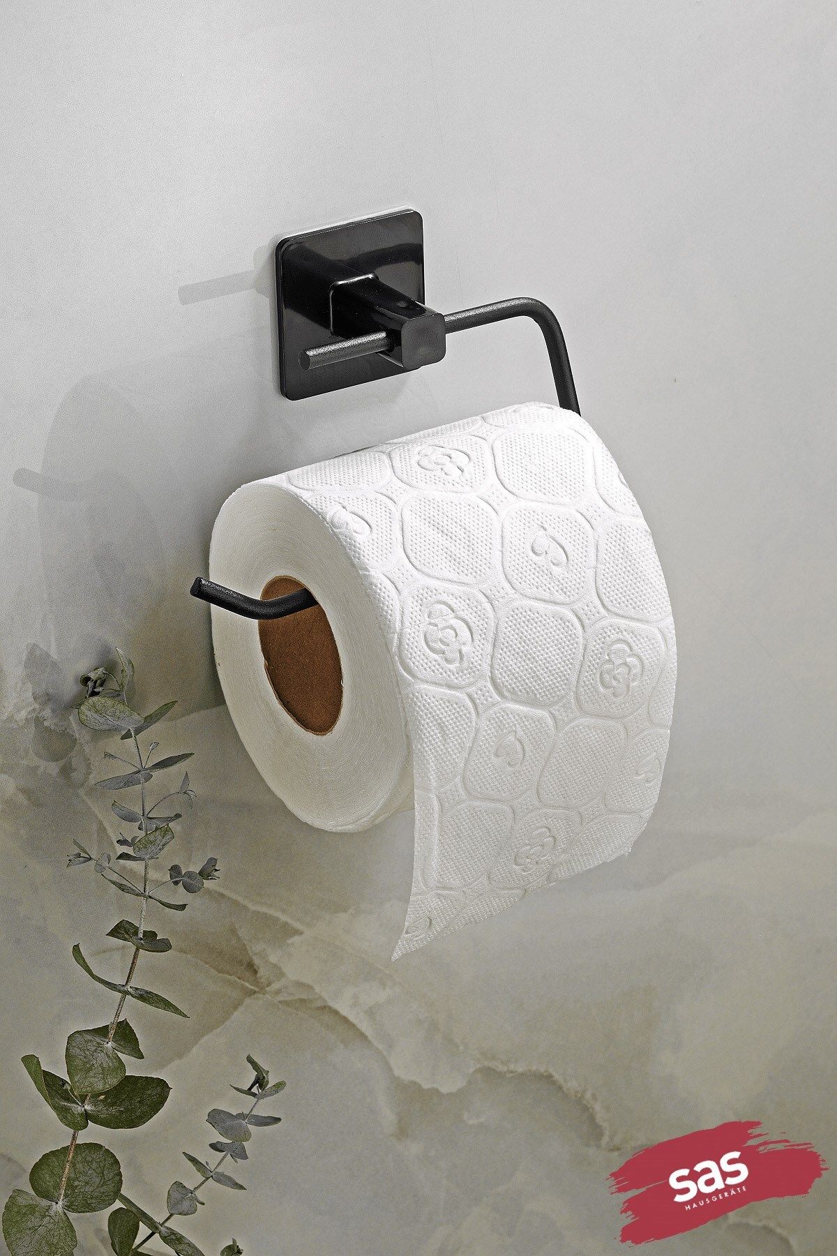 Sas Haus Kare Yapışkanlı Açık Tuvalet Kağıtlığı Wc Kağıtlık Tutucu Siyah Ks-001