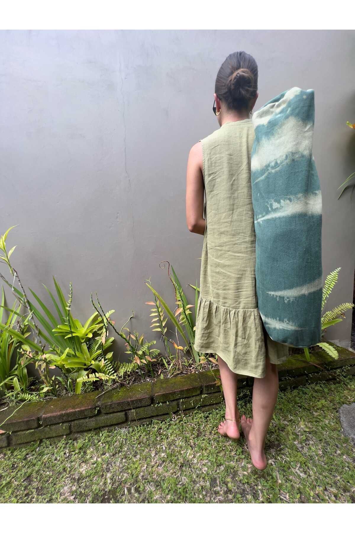 Dathcha Yoga Matı Taşıma Çantası Ham Keten Batik Çanta