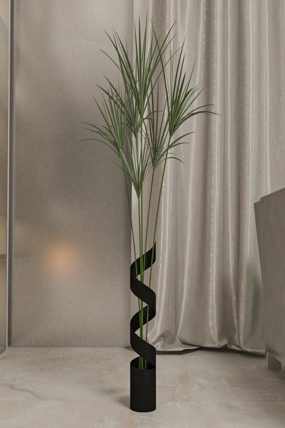 Segi Home Decor Siyah Vazo Yükseklik 50 cm Genişlik 7,6 cm Pampas Vazosu Metal Çiçek Vazosu Sehpa Vazosu