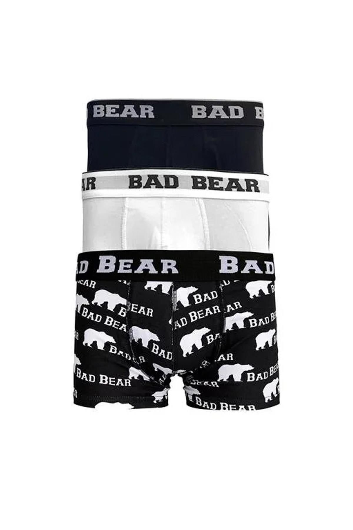 Bad Bear Bear 3 Pack Siyah/beyaz Desenli 3'lü Erkek Boxer Set