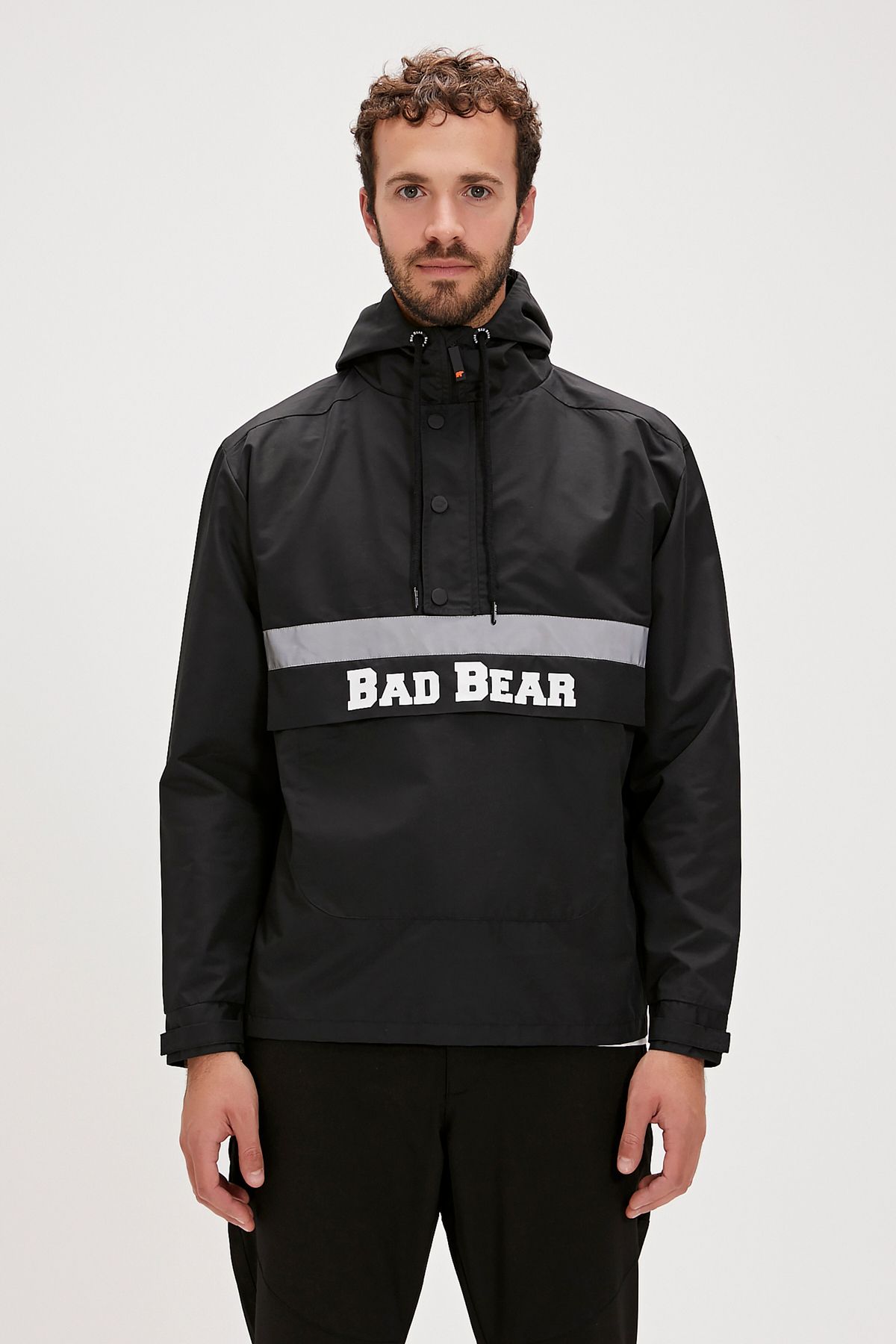 Bad Bear Reflect Windbreaker Siyah Kanguru Cep Erkek Rüzgarlık