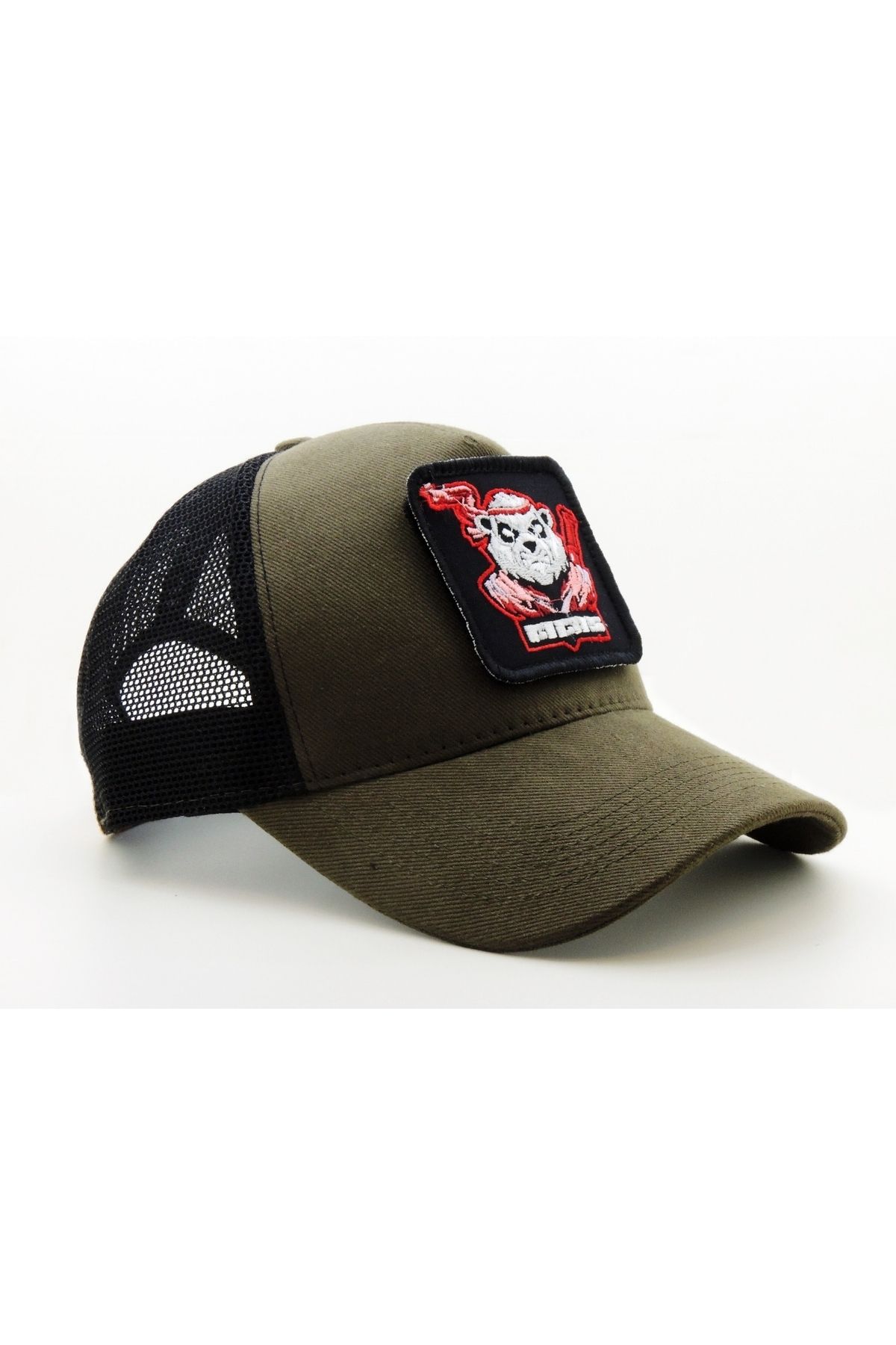 CityGoat Trucker (NAKIŞ) Panda Titas Logolu Unisex Haki-Siyah Şapka (CAP)
