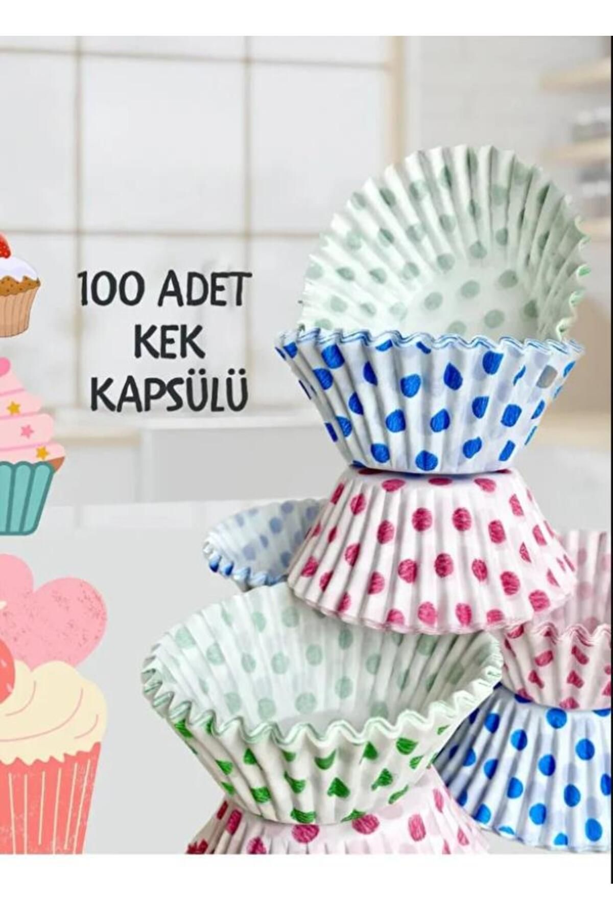 Hayveys 100'lü Muffin ve Cupcake Kağıdı Kek Kalıbı Desenli,Kağıt Kek Kapsülü