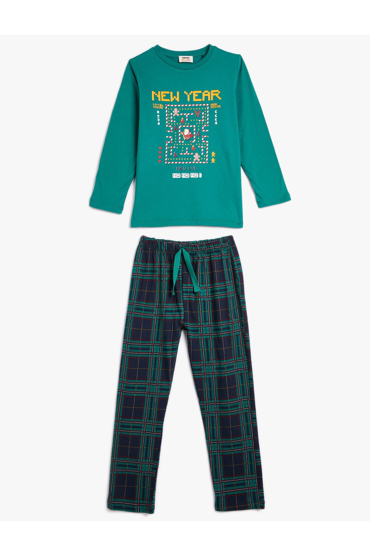 Koton Aile Kombini - Pijama Takımı Yılbaşı Temalı 2 Parça Pamuklu