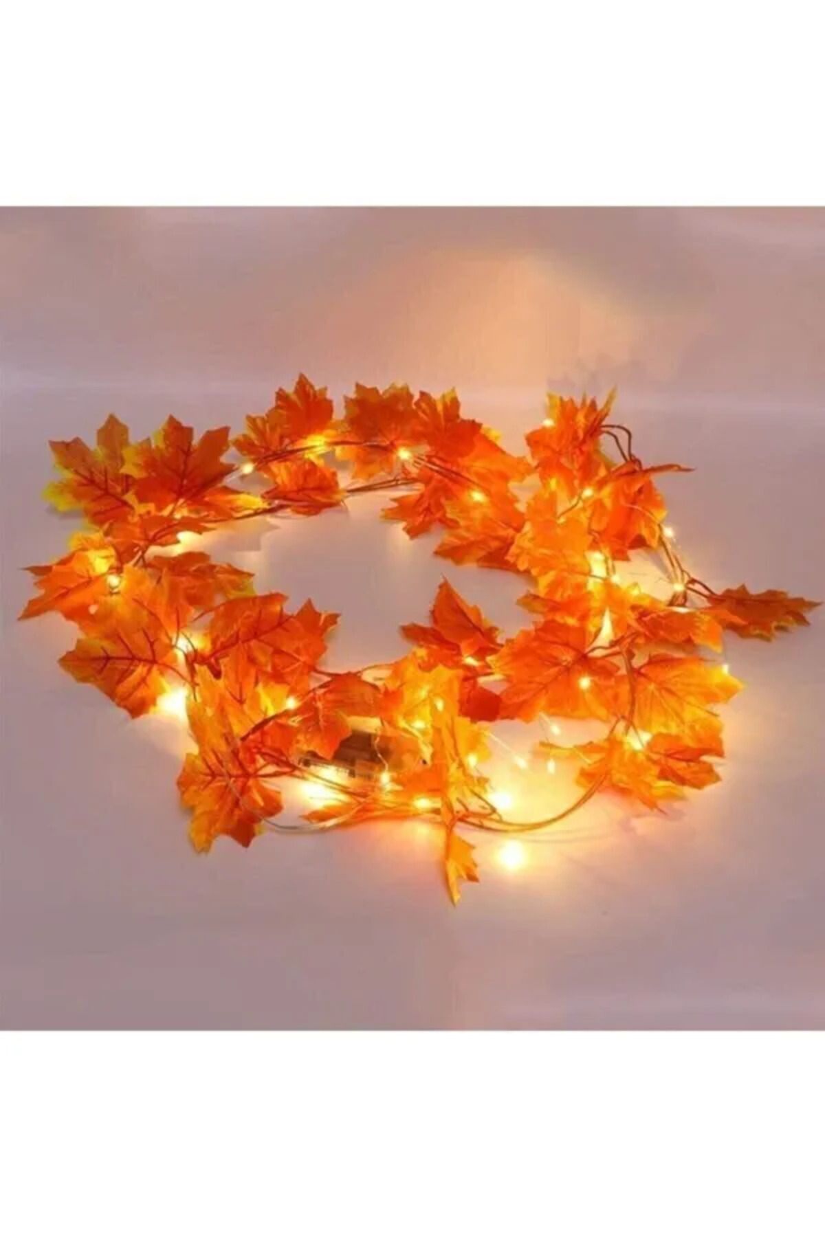 temalife TEMALİFE Dekoratif Sonbahar Yapraklı Yapay Sarmaşık Ve 3 Metre Peri Led Gün Işığı Renk LH-SNBHR+3M