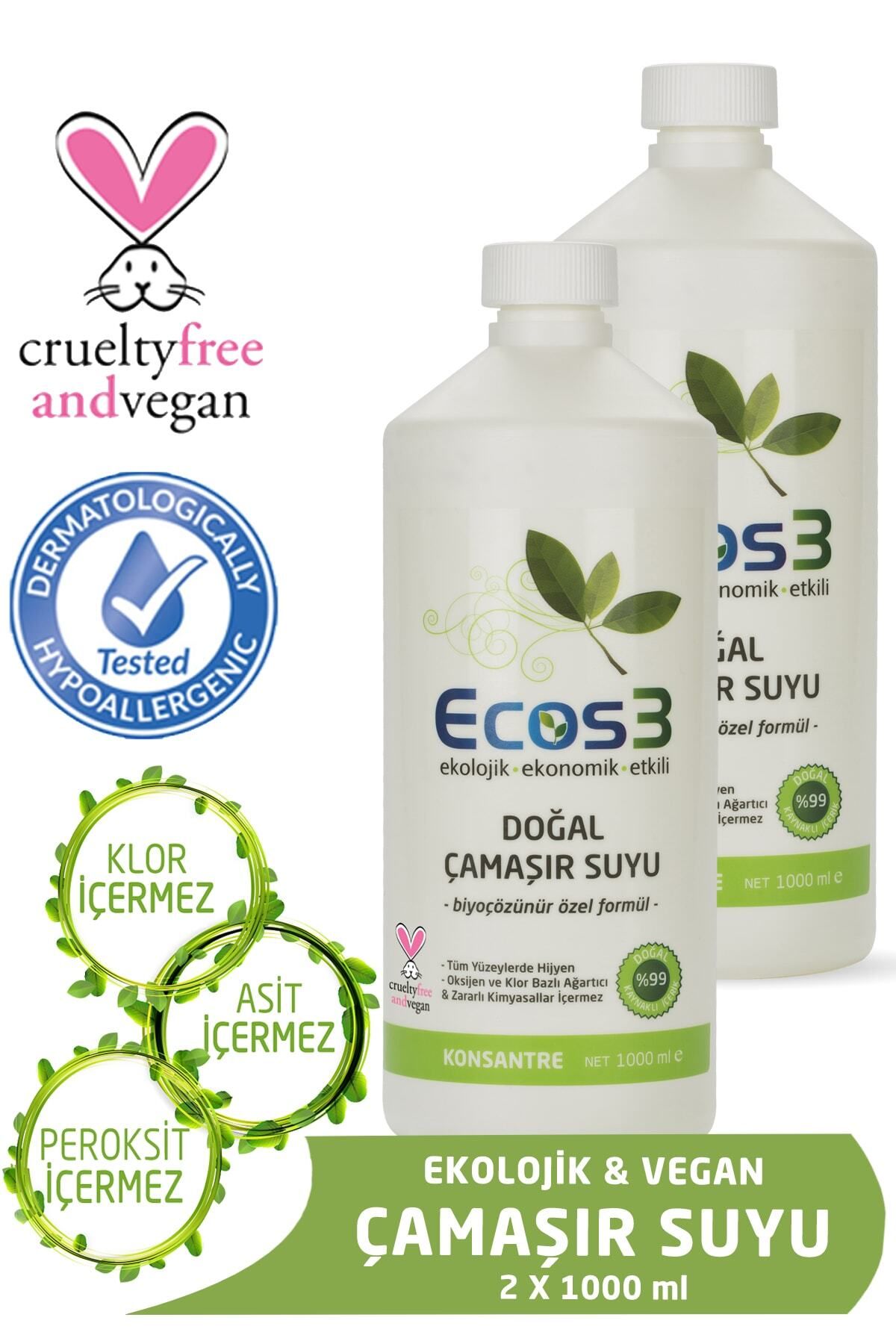Ecos3 Ekolojik Doğal Çamaşır Suyu 2’li Set (2 x 1000 ml)