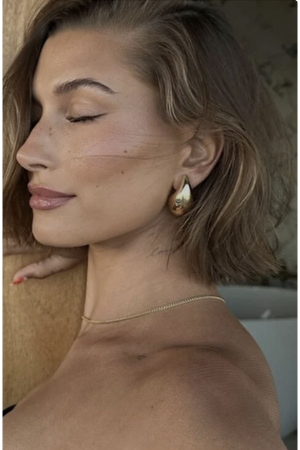 Gigi Jewelleryy Bottega Model Gözyaşı Damlası Küpe Gold