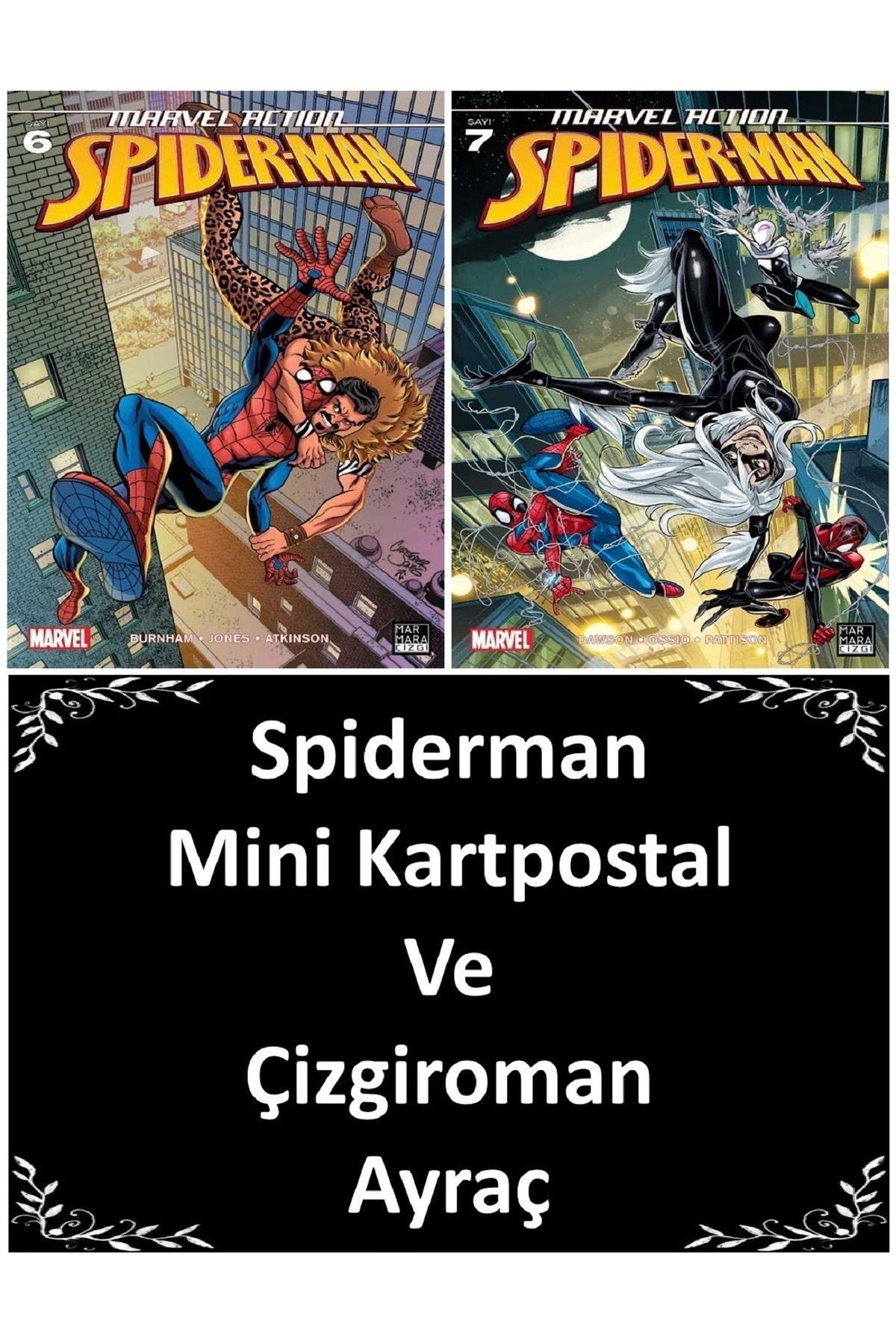 Marmara Çizgi Yayınları Marvel Action Spiderman (6-7) Ciltler Çizgiroman | Spiderman Mini Kartpostal Ve Çizgiroman Ayraç