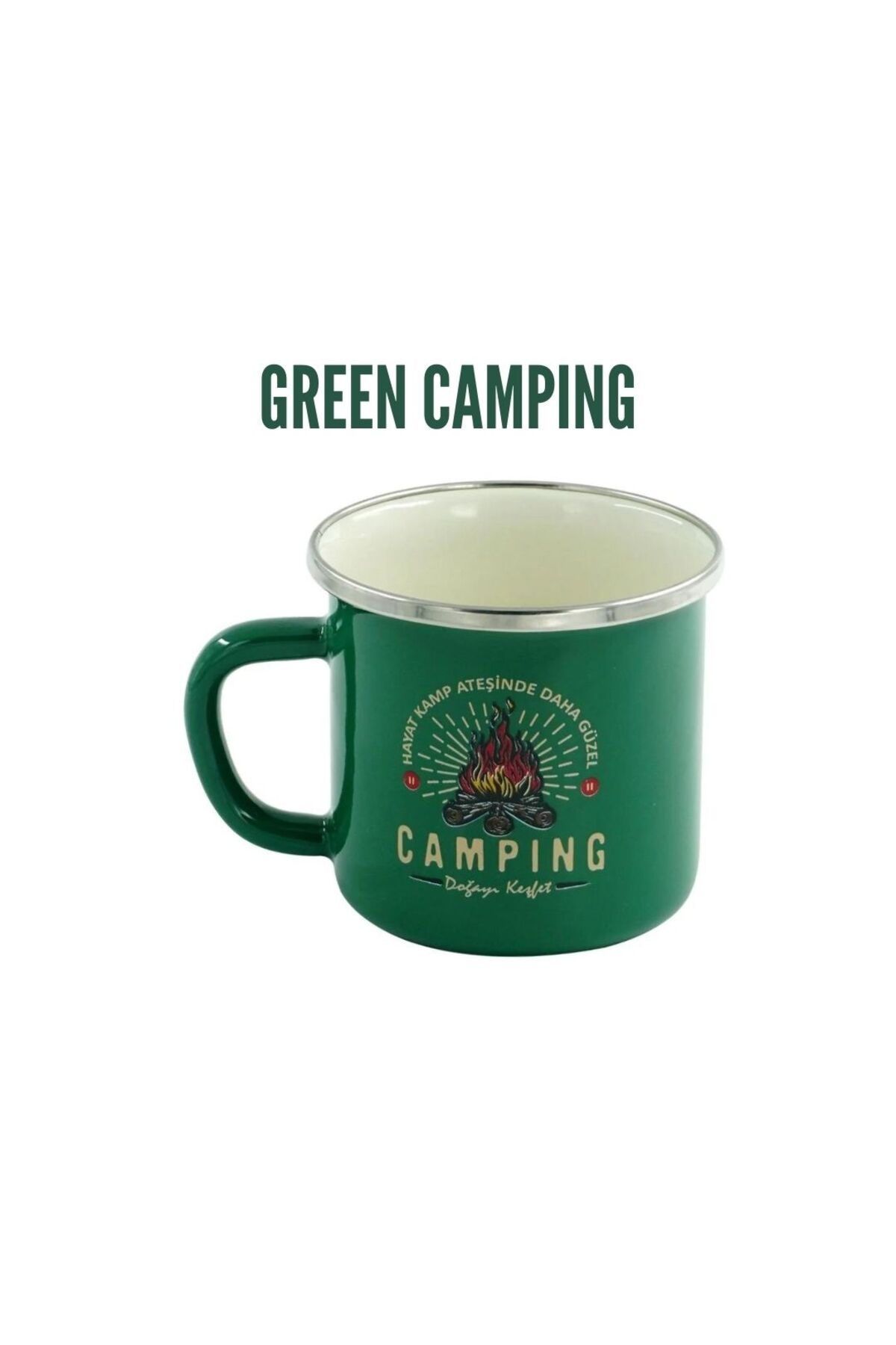Orcamp Retro Emaye Kupa Bardak 330 cc Green Camping